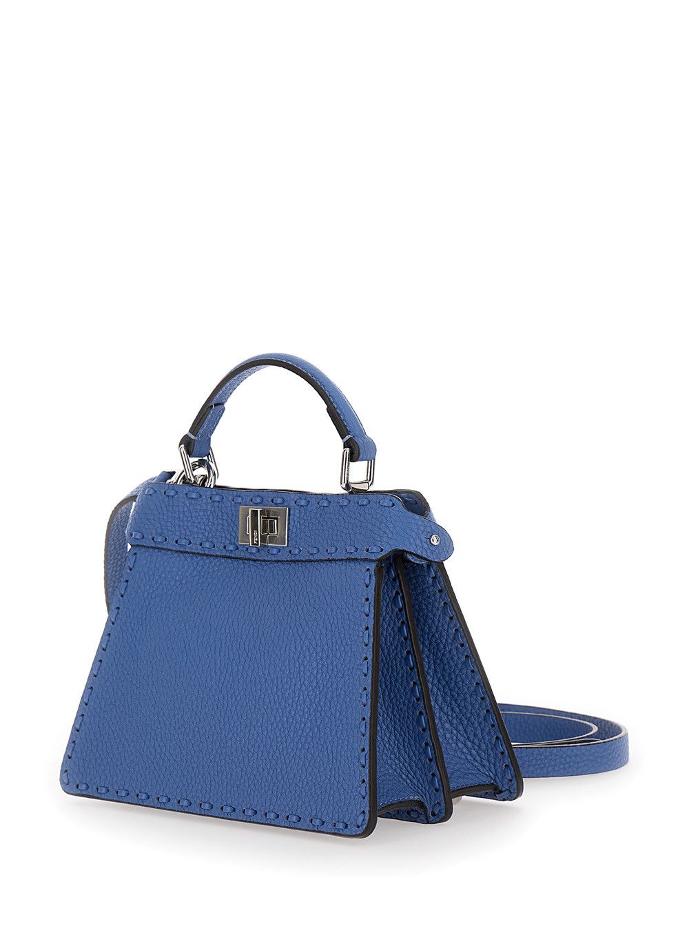 Fendi 'Peekaboo ISeeU Petite' Blue Handbag with Twist Lock Closure in Full-Grain Leather Woman Size ONE SIZE - 2 Thumbnail