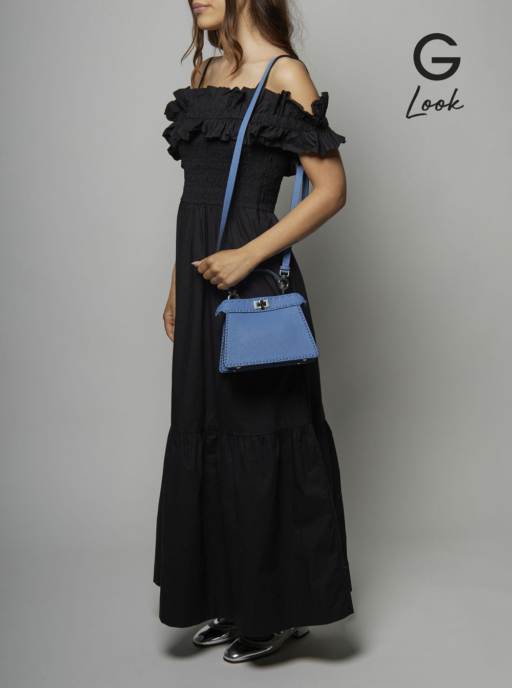 Fendi 'Peekaboo ISeeU Petite' Blue Handbag with Twist Lock Closure in Full-Grain Leather Woman Size ONE SIZE - 6 Thumbnail