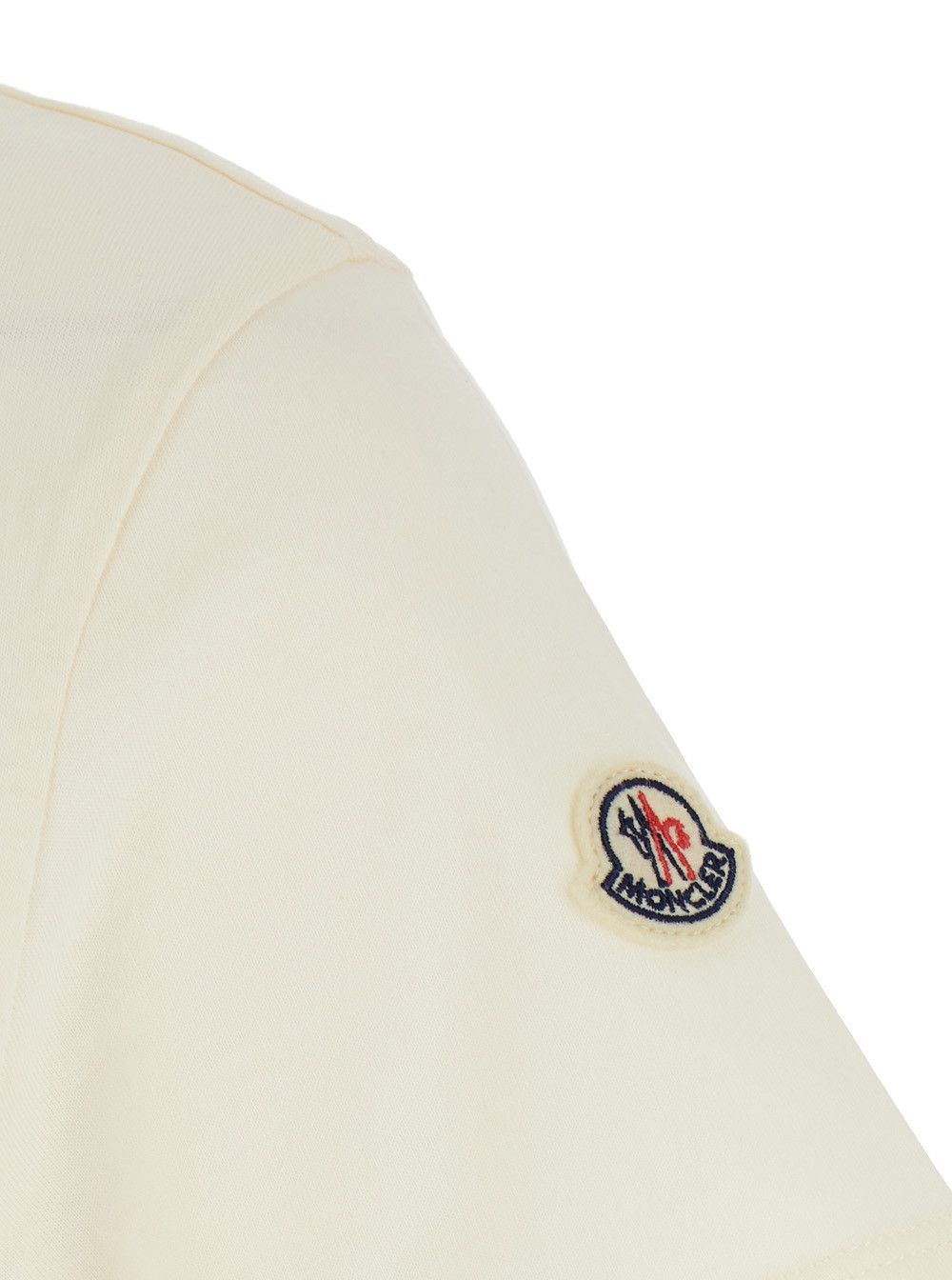 Moncler White T-Shirt with Embroidered Logo on the Front and Logo Patch on the Sleeve in Cotton Woman Size XS / US 0-2 / IT 36-38 - 3 Thumbnail
