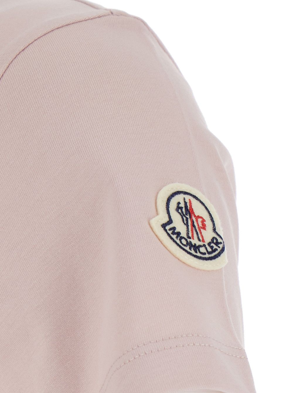 Moncler Pink T-Shirt with Embroidered Logo on the Front and Logo Patch on the Sleeve in Cotton Woman Size L / US 10 / IT 46 - 3 Thumbnail