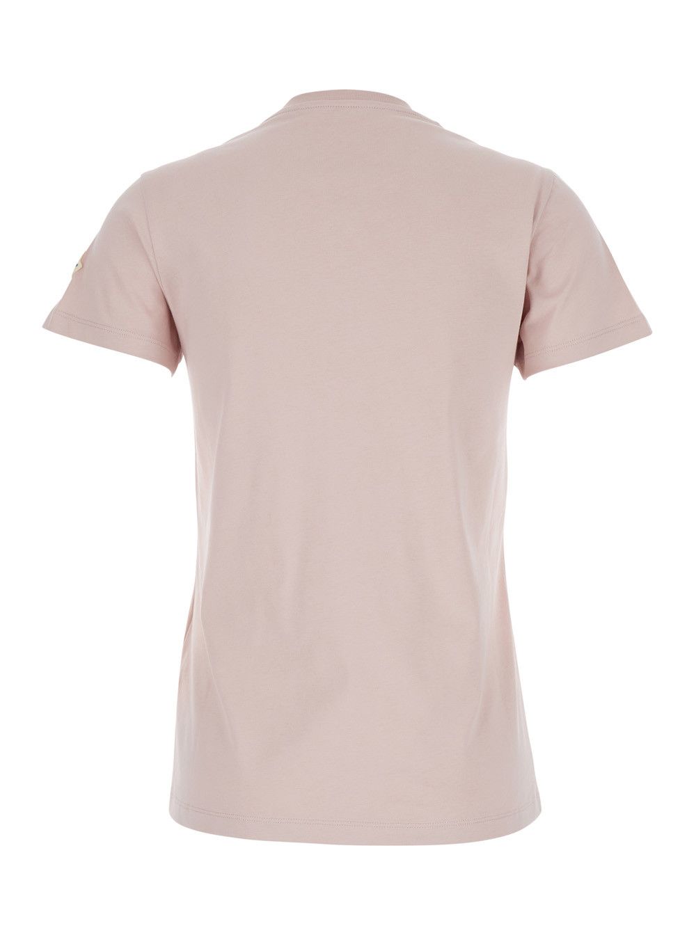 Moncler Pink T-Shirt with Embroidered Logo on the Front and Logo Patch on the Sleeve in Cotton Woman Size L / US 10 / IT 46 - 2 Thumbnail