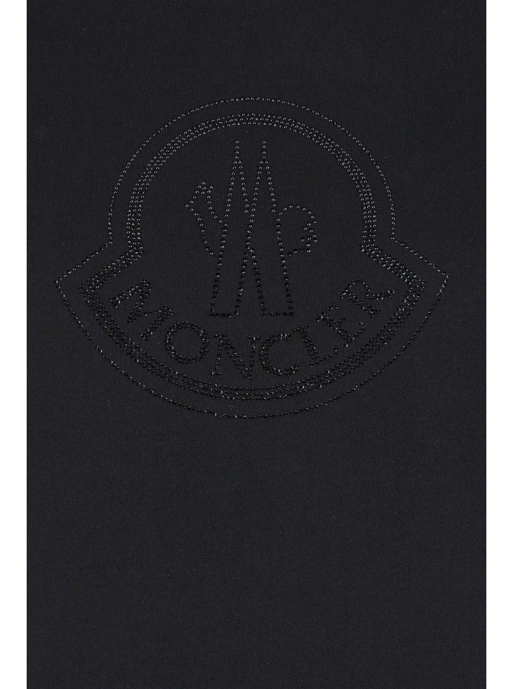 Moncler Black T-Shirt with Rhinestone Logo in Cotton Woman Size L / US 10 / IT 46 - 3 Thumbnail