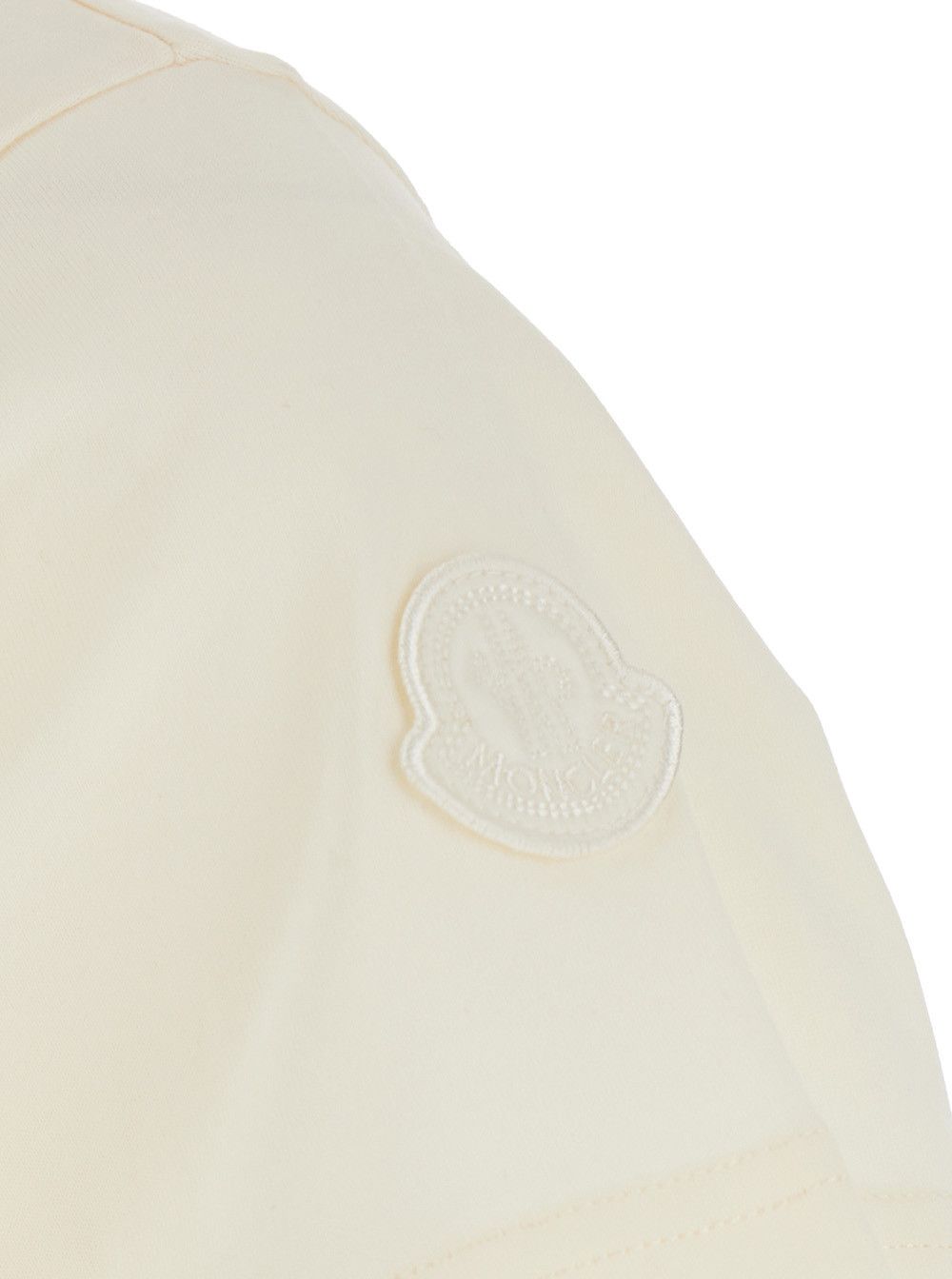 Moncler Cream White Crewneck T-Shirt with Logo Lettering in Cotton Woman Size L / US 10 / IT 46 - 3 Thumbnail