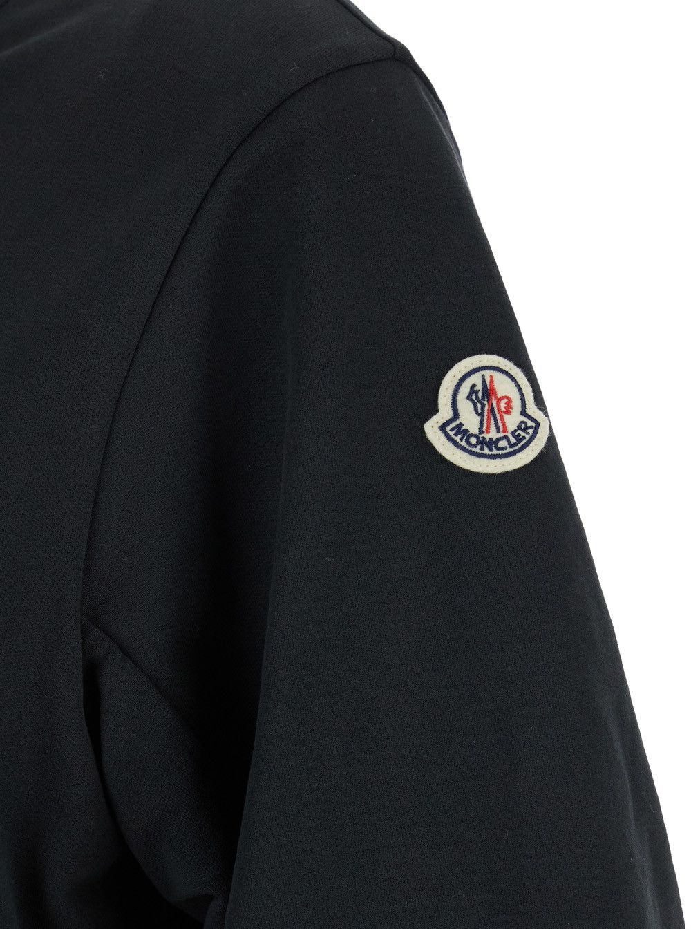 Moncler Black Dress with Elastic Waist and Logo Patch on the Sleeve in Tech Fabric Woman Size M / US 6-8 / IT 42-44 - 3 Thumbnail