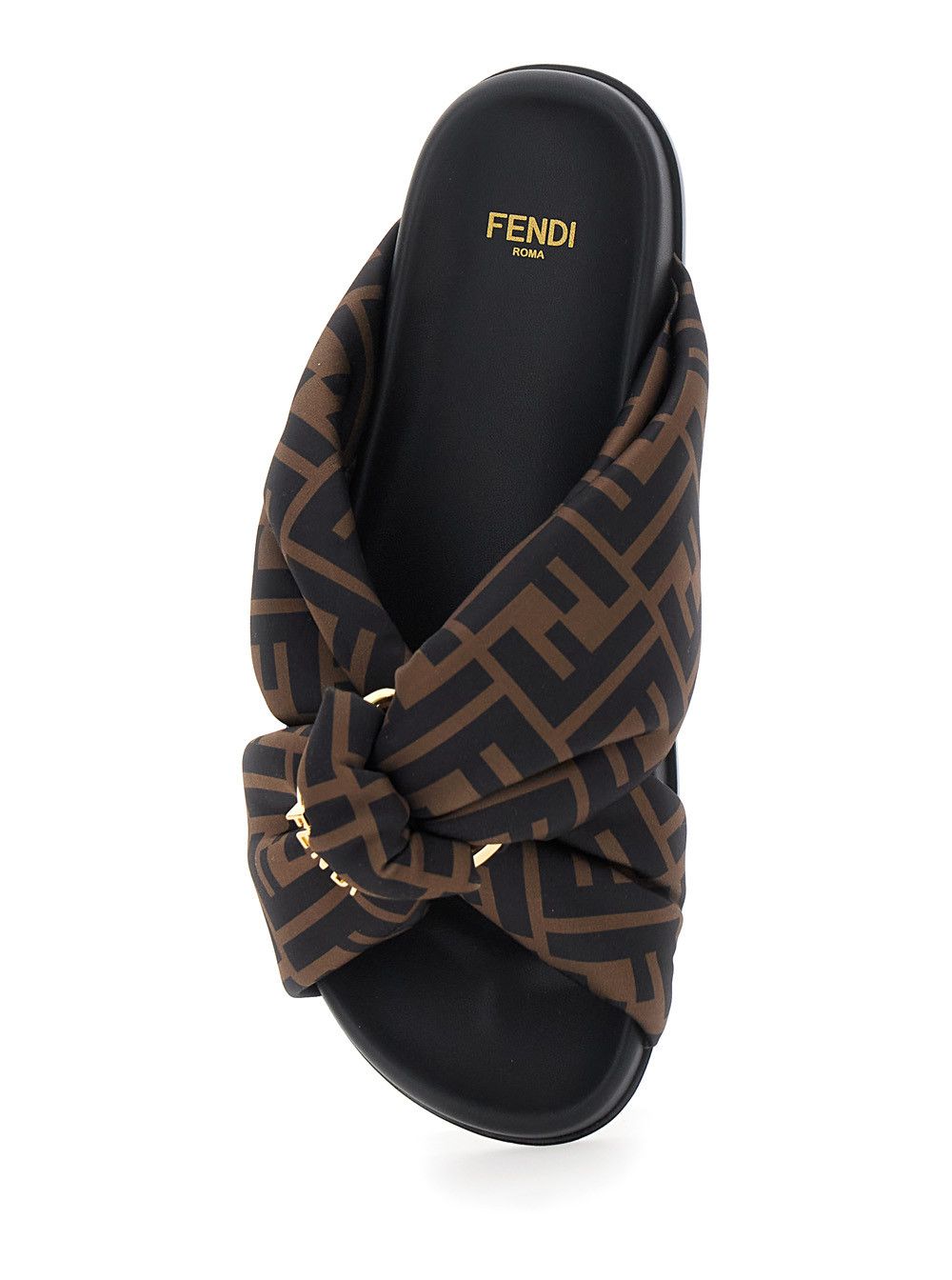 Fendi Brown Feel Slide Sandals with Double Padded Strap and FF Motif in Tech Fabric for Women Size US 7 / IT 37 - 4 Thumbnail