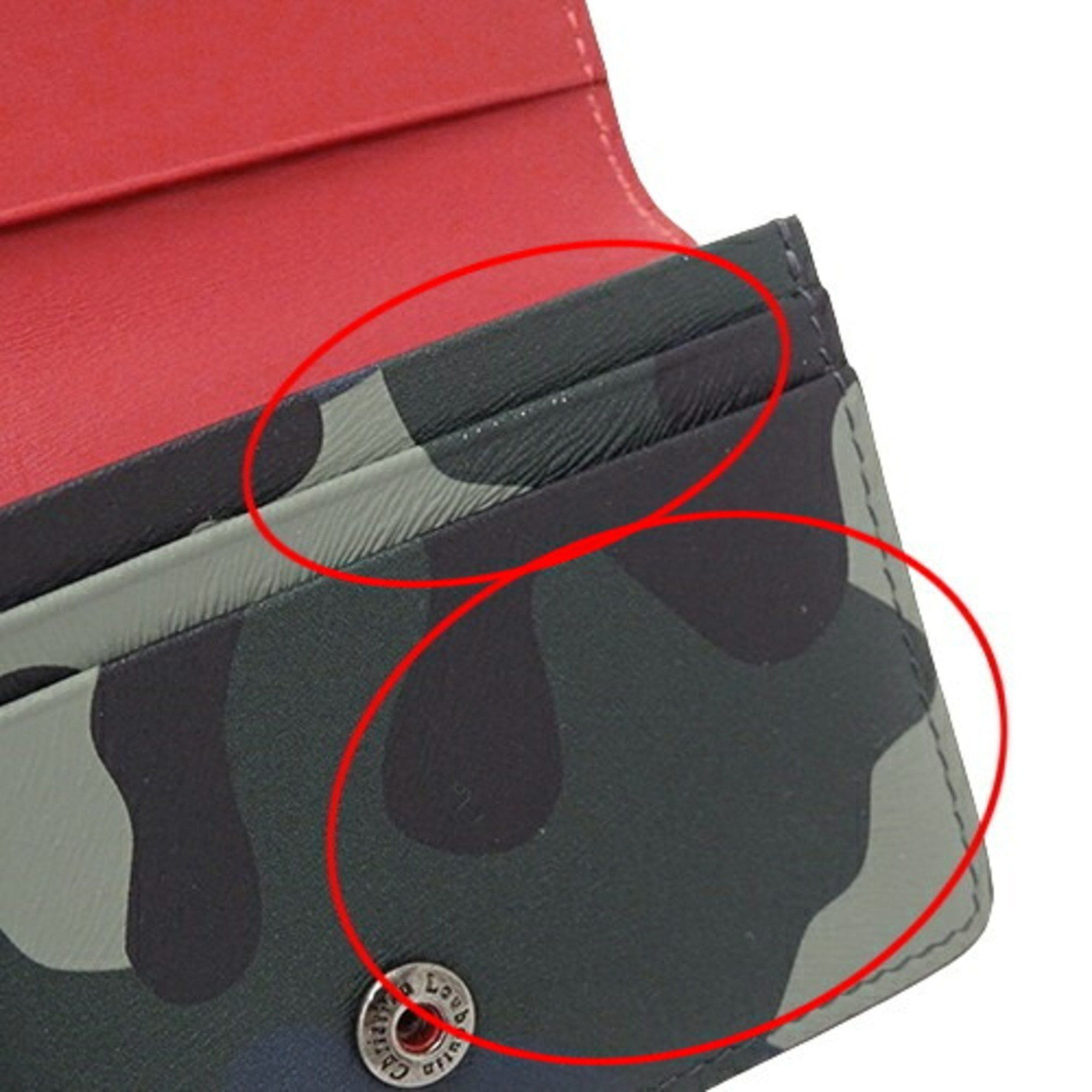 Christian Louboutin Christian Louboutin Men's Card Case, Business Holder, Leather, Green, Camouflage, Compact Size ONE SIZE - 8 Thumbnail