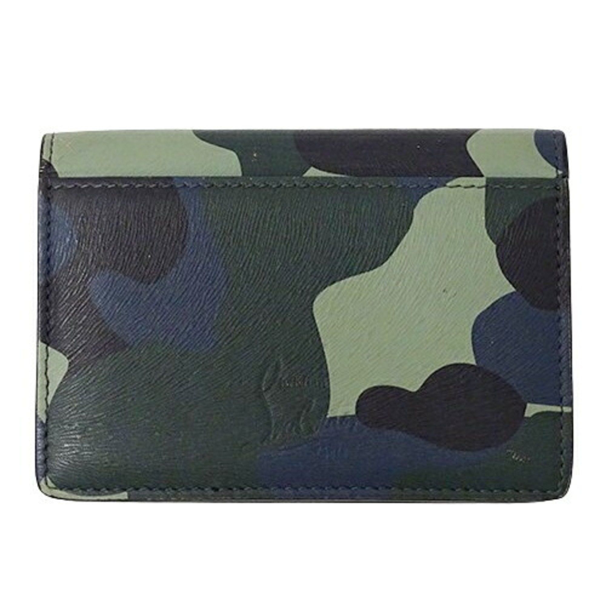 Christian Louboutin Christian Louboutin Men's Card Case, Business Holder, Leather, Green, Camouflage, Compact Size ONE SIZE - 3 Thumbnail