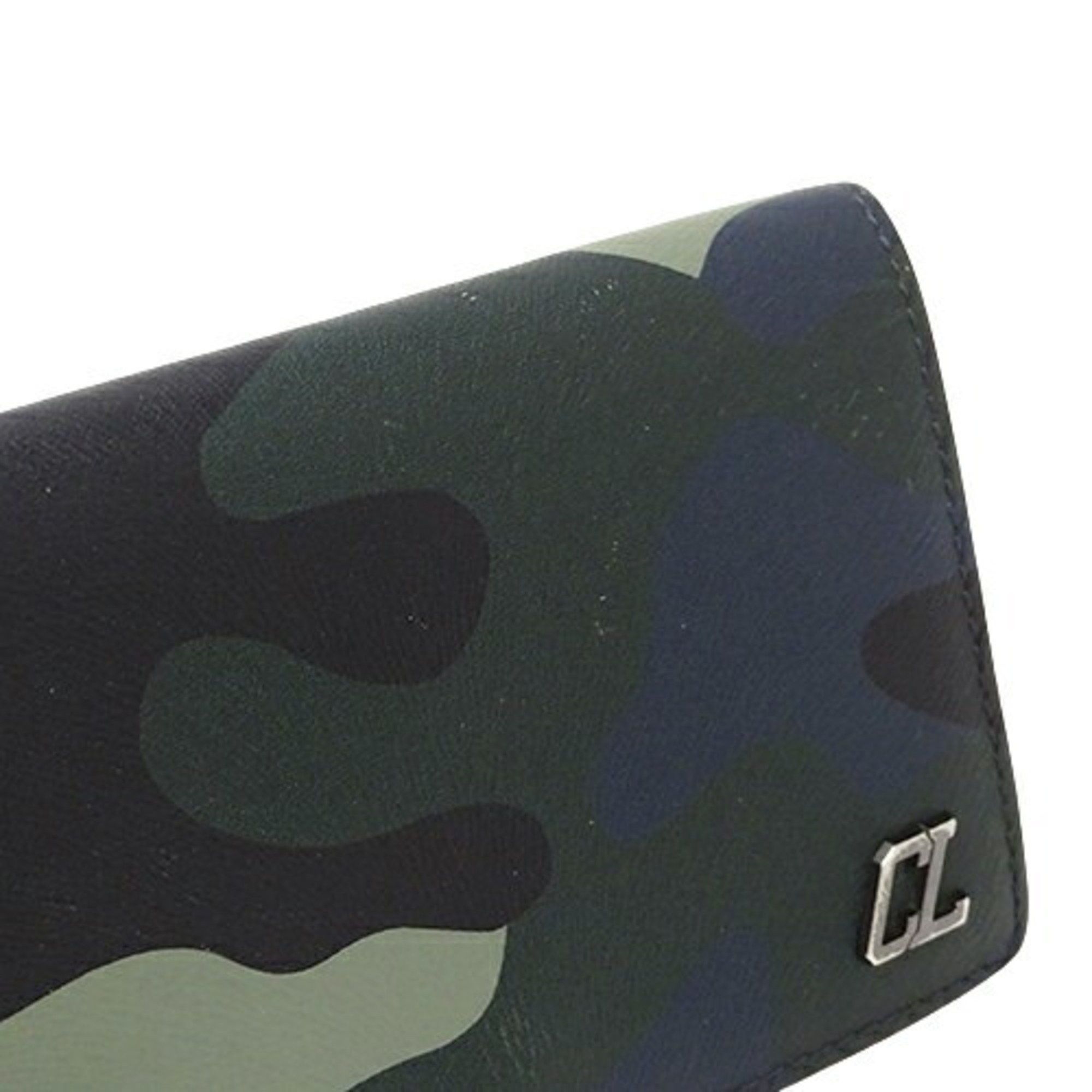Christian Louboutin Christian Louboutin Men's Card Case, Business Holder, Leather, Green, Camouflage, Compact Size ONE SIZE - 10 Thumbnail