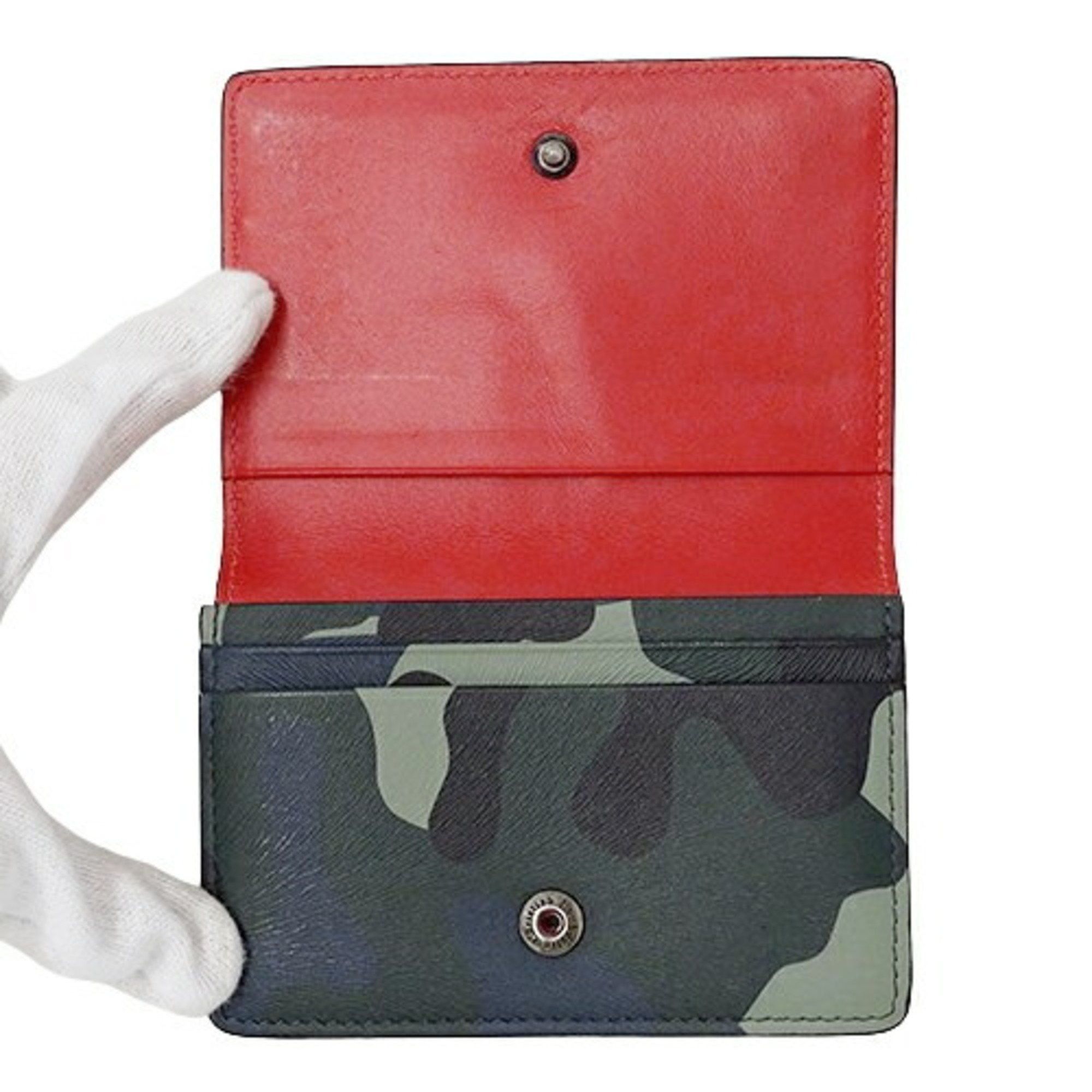 Christian Louboutin Christian Louboutin Men's Card Case, Business Holder, Leather, Green, Camouflage, Compact Size ONE SIZE - 5 Thumbnail
