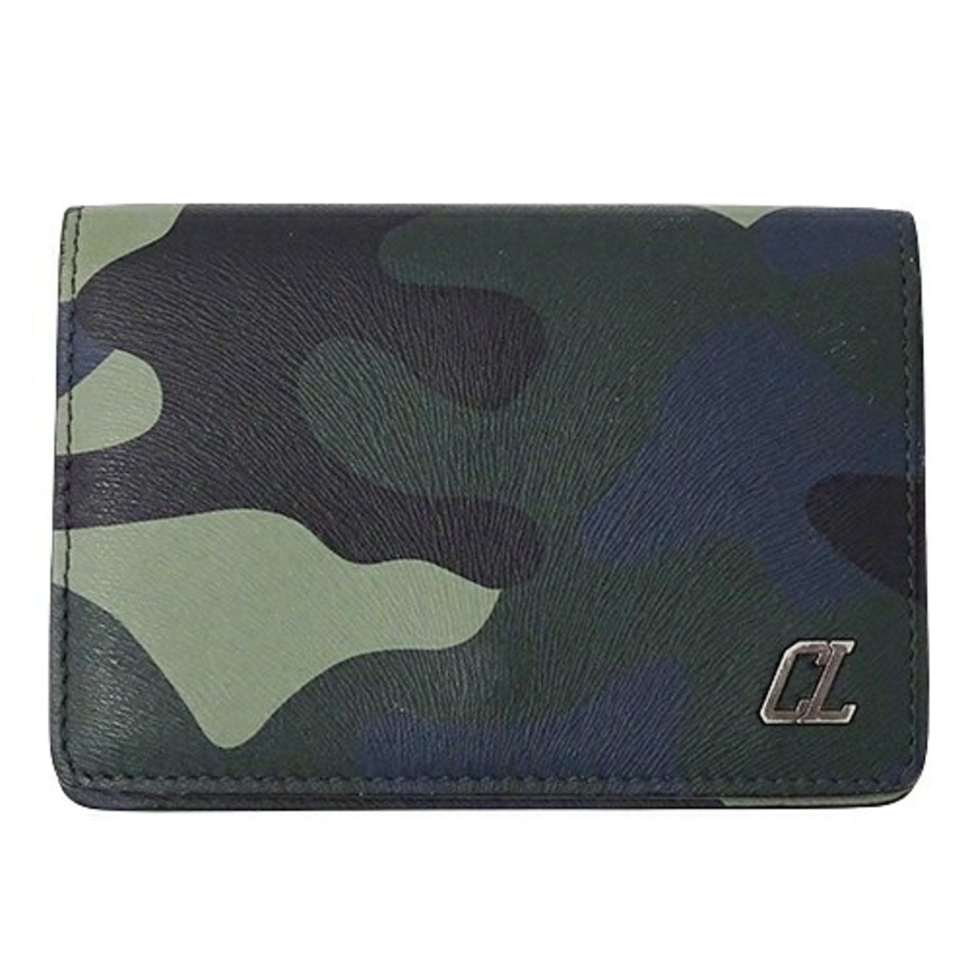 Christian Louboutin Christian Louboutin Men's Card Case, Business Holder, Leather, Green, Camouflage, Compact Size ONE SIZE - 2 Thumbnail