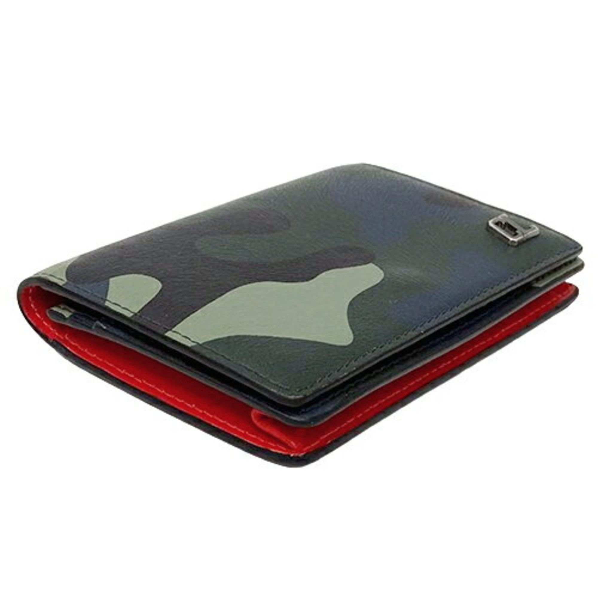 Christian Louboutin Christian Louboutin Men's Card Case, Business Holder, Leather, Green, Camouflage, Compact Size ONE SIZE - 4 Thumbnail