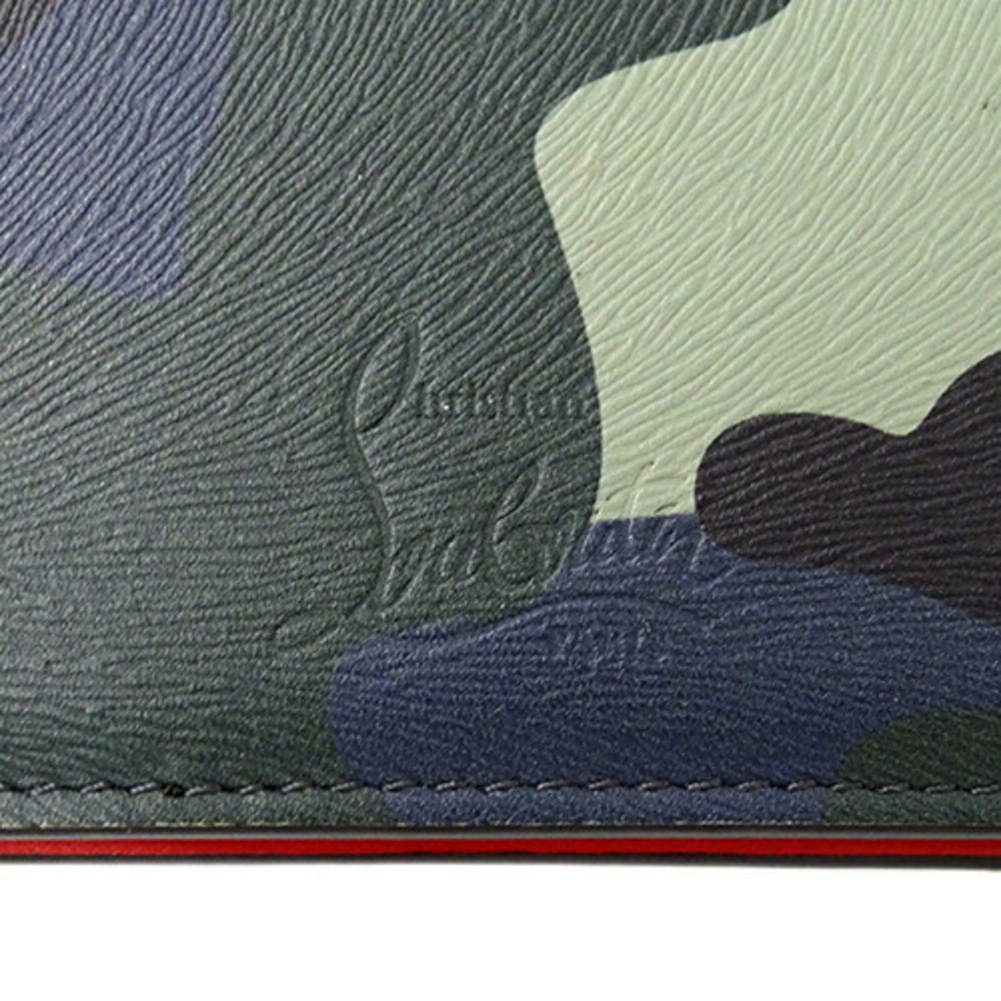 Christian Louboutin Christian Louboutin Men's Card Case, Business Holder, Leather, Green, Camouflage, Compact Size ONE SIZE - 6 Thumbnail