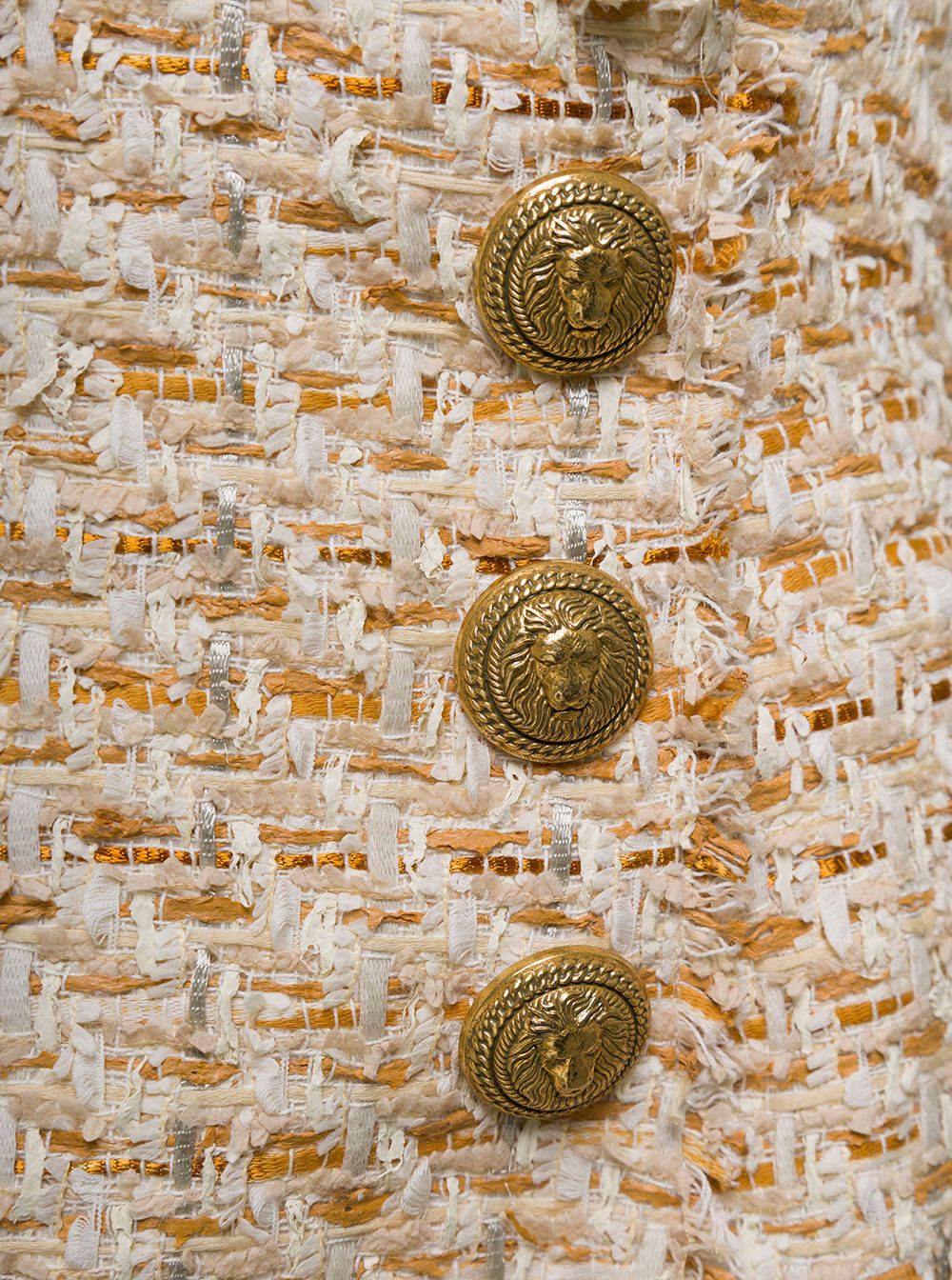 Balmain Beige Tweed Skirt with Front Golden Buttons in Cotton Blend Woman Size 30" / US 8 / IT 44 - 3 Thumbnail