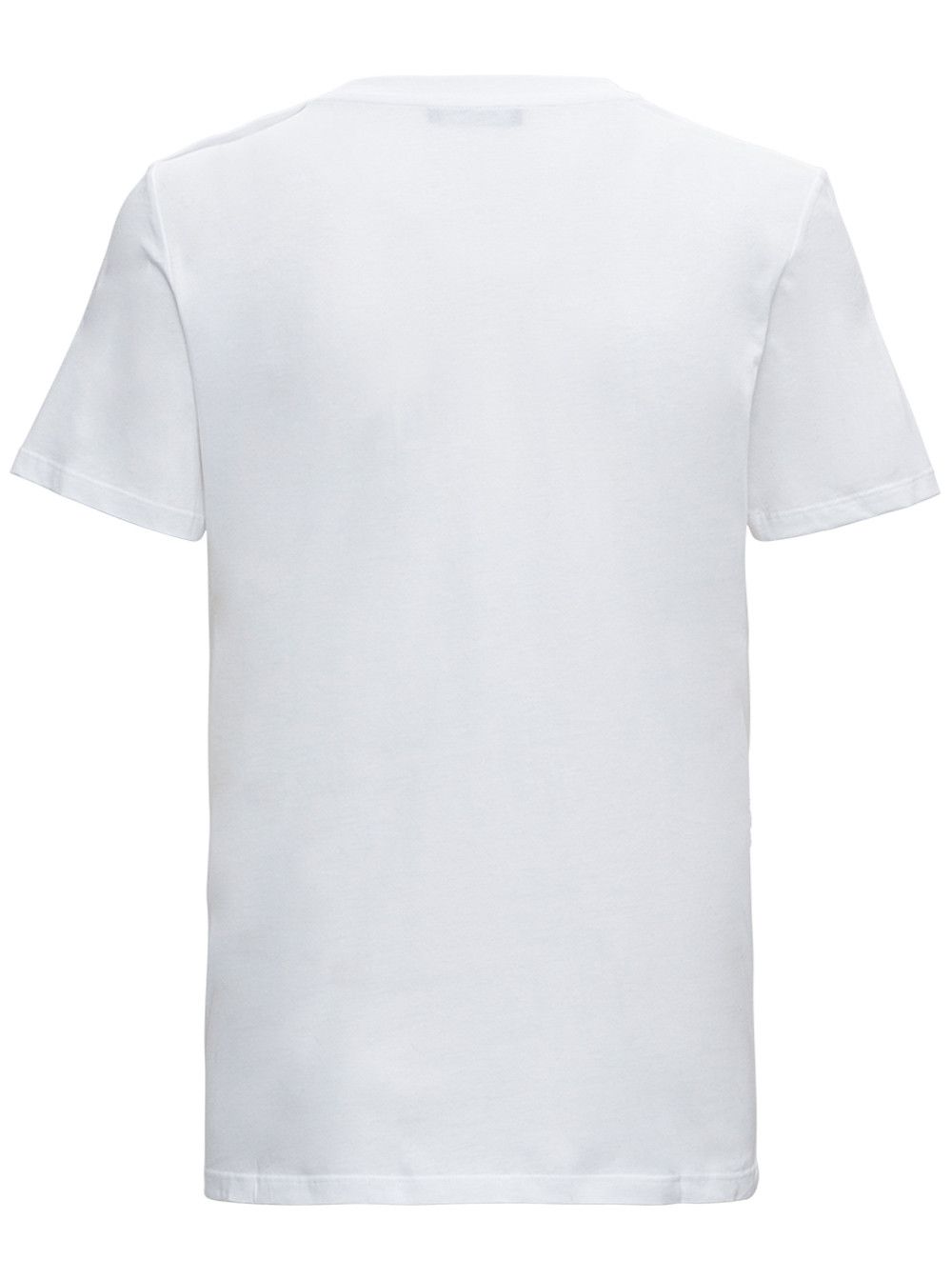 Balmain White Crewneck T-Shirt with Logo Print and Golden Buttons in Jersey Woman Size XS / US 0-2 / IT 36-38 - 2 Thumbnail