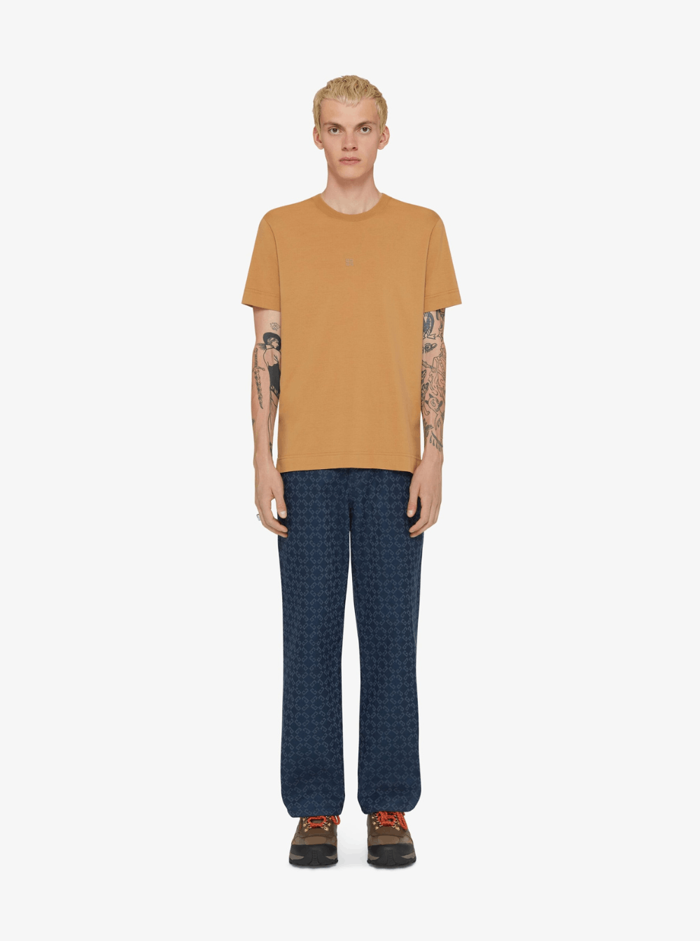 Givenchy Beige Crewneck T-Shirt with 4G Logo on the Front in Cotton Man Size US L / EU 52-54 / 3 - 4 Thumbnail