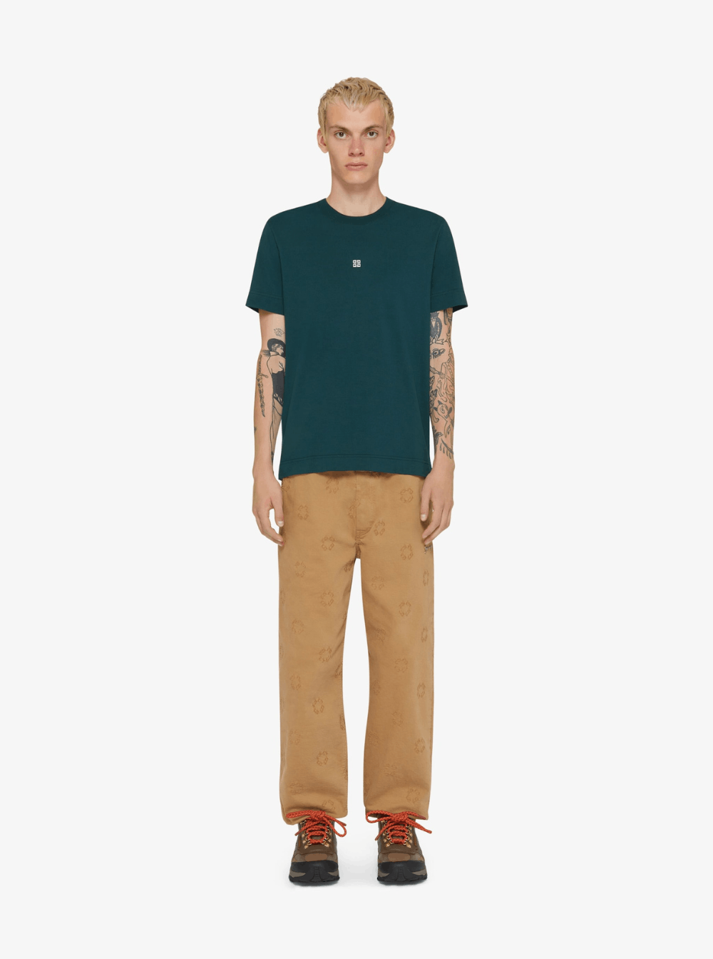 Givenchy Green Crewneck T-Shirt with 4G Logo on the Front in Cotton Man Size US XL / EU 56 / 4 - 4 Thumbnail