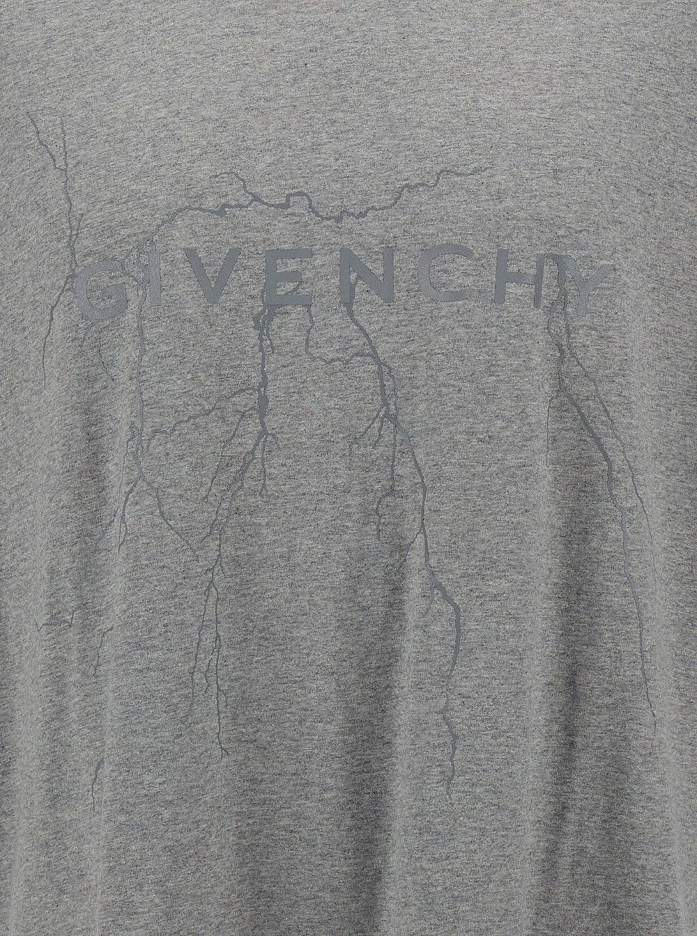 Givenchy Grey T-Shirt with Logo Print and Lighting Motif in Cotton Man Size US L / EU 52-54 / 3 - 3 Thumbnail