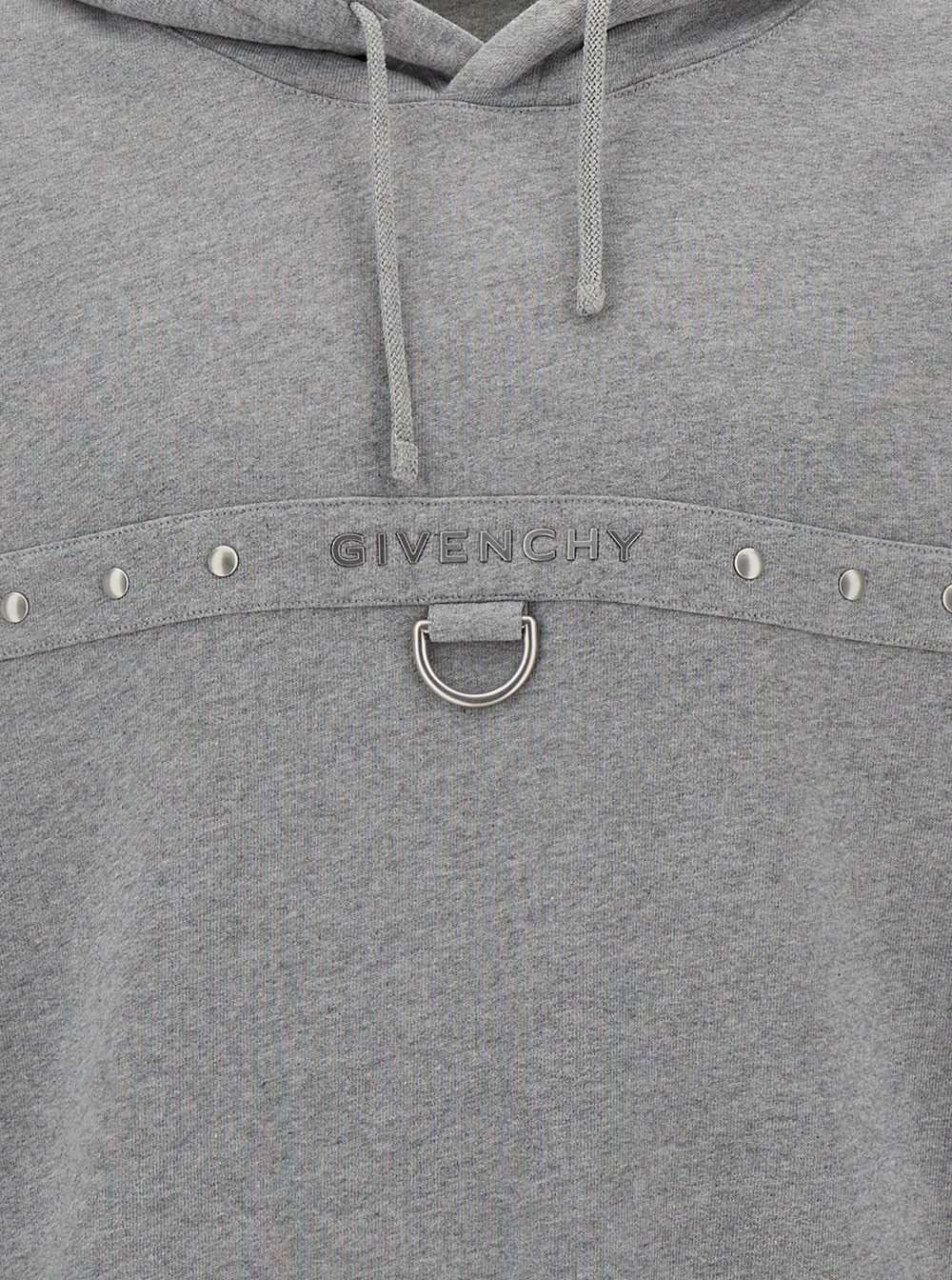 Givenchy Grey Hoodie with Logo and Studs in Cotton Man Size US M / EU 48-50 / 2 - 3 Thumbnail