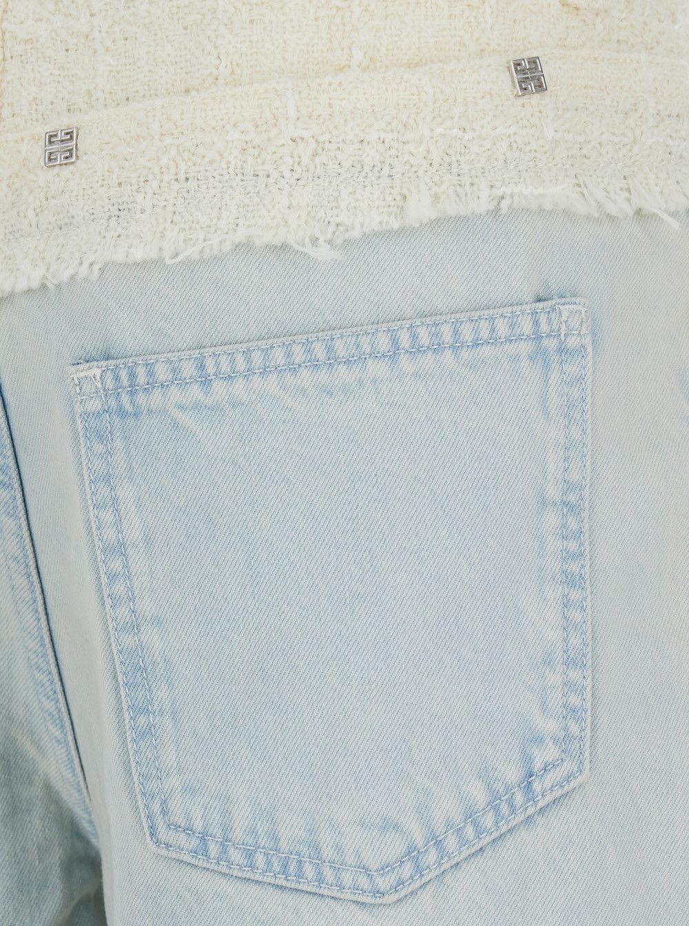 Givenchy Blue Jeans with Tweed Waist in Denim Woman Size 26" / US 2 / IT 38 - 4 Thumbnail