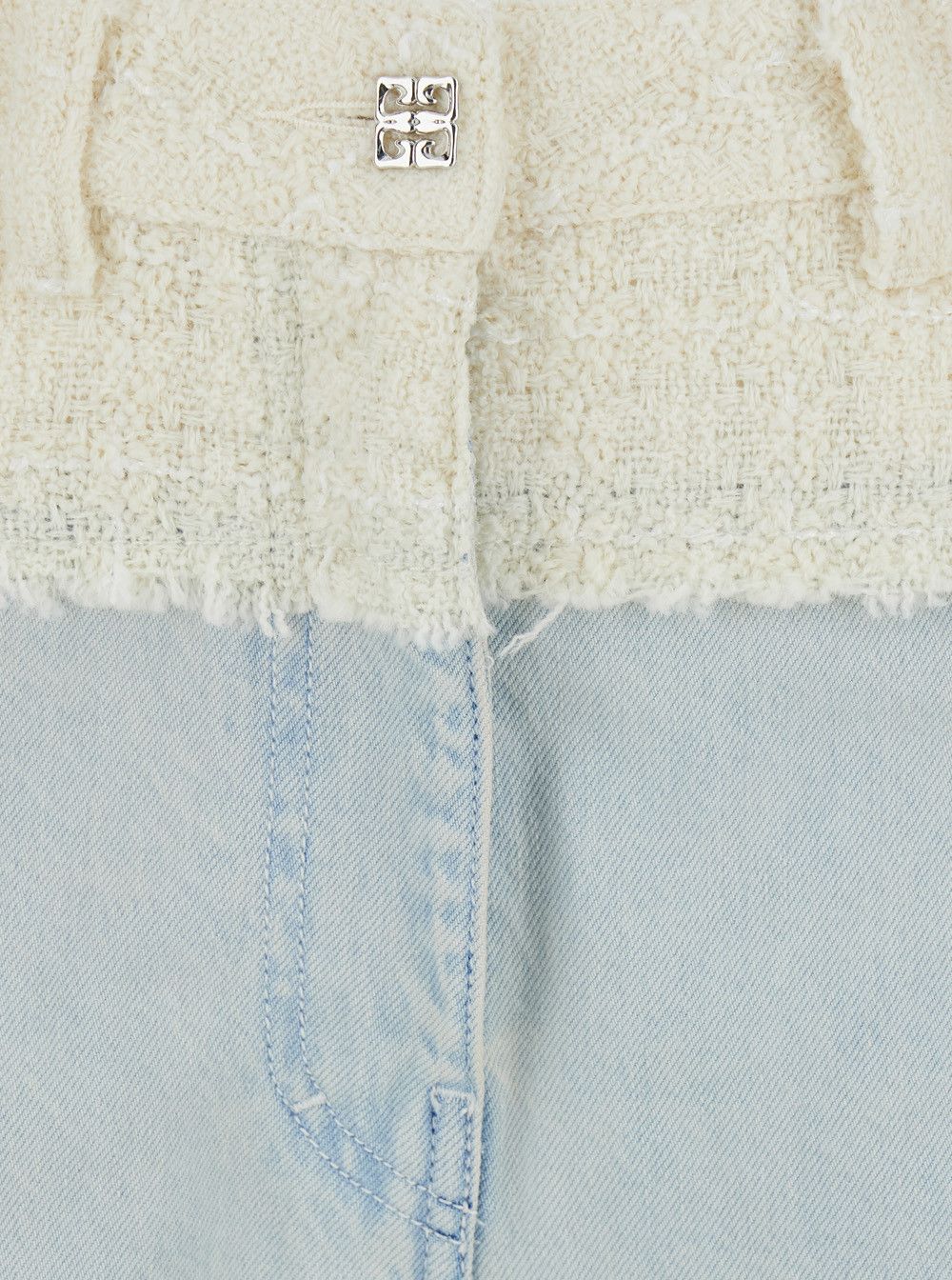 Givenchy Blue Jeans with Tweed Waist in Denim Woman Size 26" / US 2 / IT 38 - 3 Thumbnail