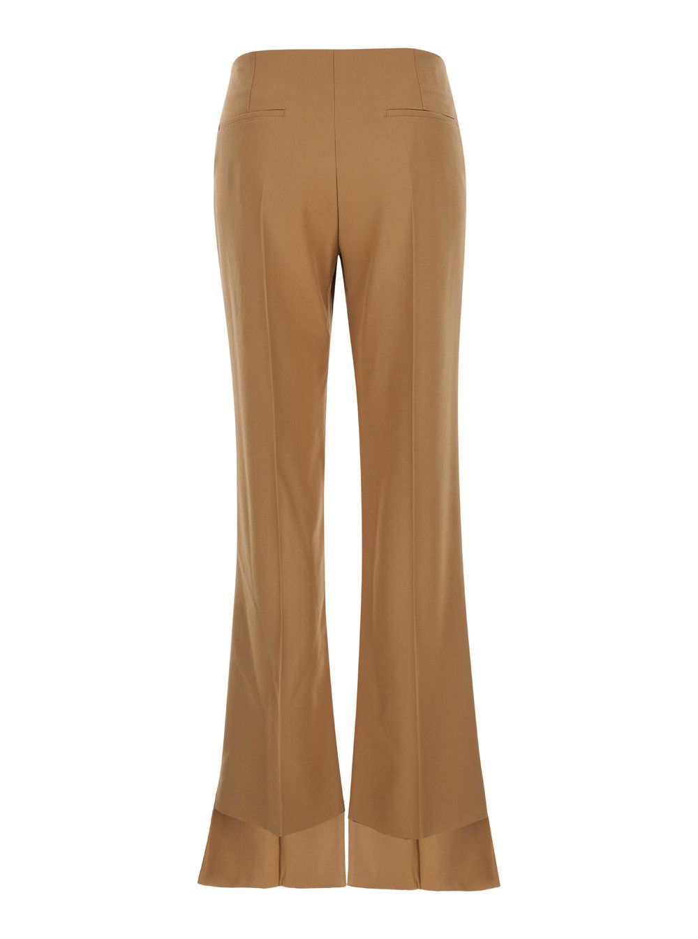 Chloe Beige Flared Pants with Asymmetric Hem in Grain de Poudre Wool Woman Size 30" / US 8 / IT 44 - 2 Thumbnail
