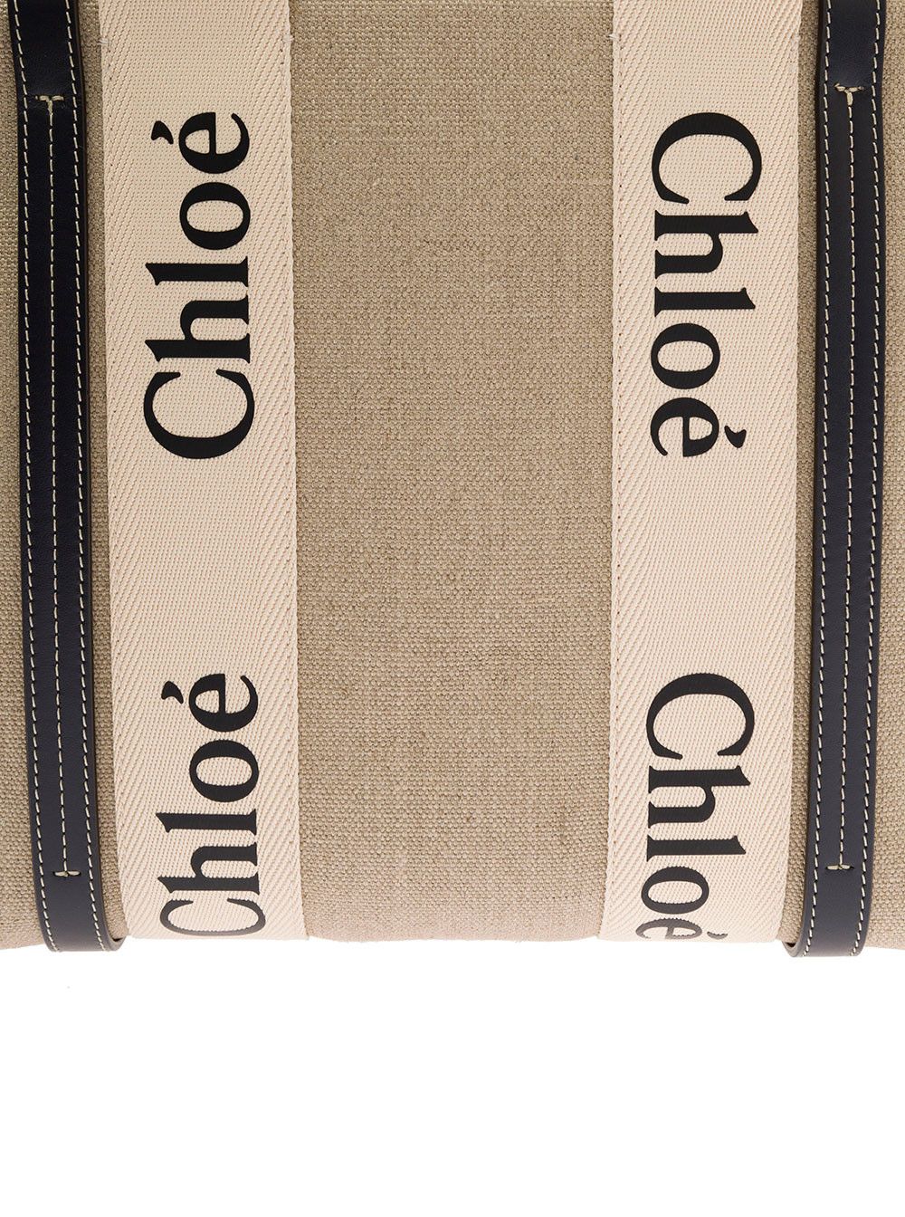 Chloe Beige Handbag 'Medium Woody' with Logo Lettering on the Front in Linen for Women Size ONE SIZE - 4 Thumbnail
