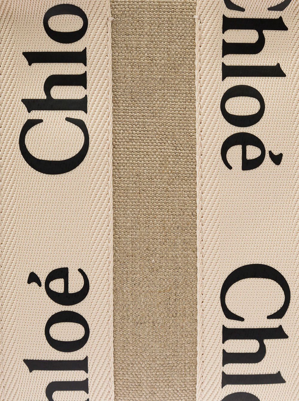 Chloe Beige 'Woody' HandBag with Shoulder Strap and Ribbon in Leather and Linen for Women Size ONE SIZE - 4 Thumbnail