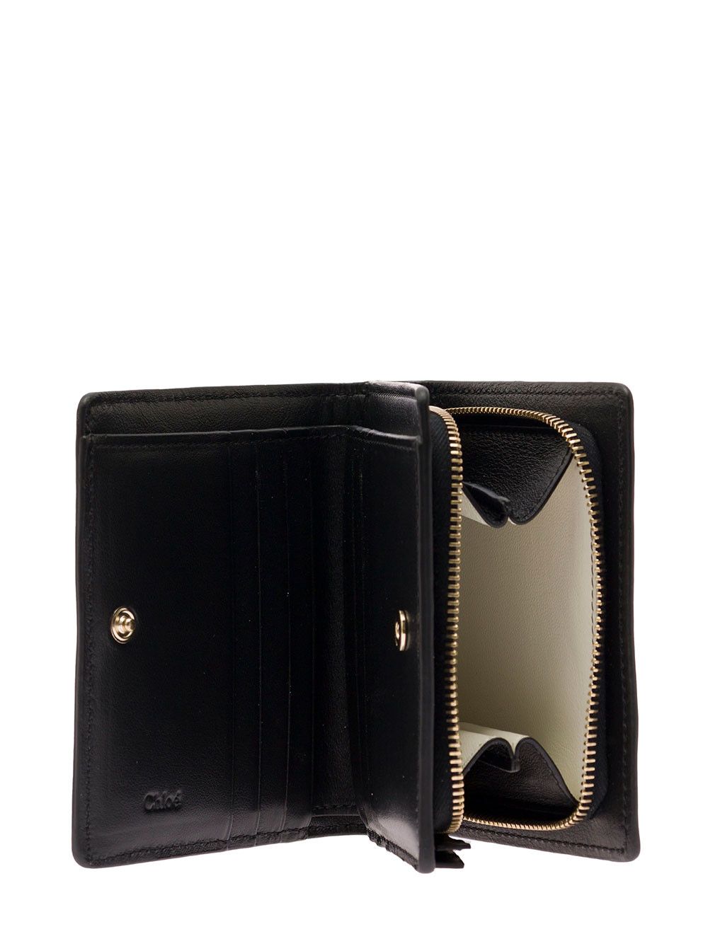 Chloe 'Sense' Black Bi-Fold Wallet with Tonal Logo Embroidery in Leather Woman Size M / US 6-8 / IT 42-44 - 3 Thumbnail