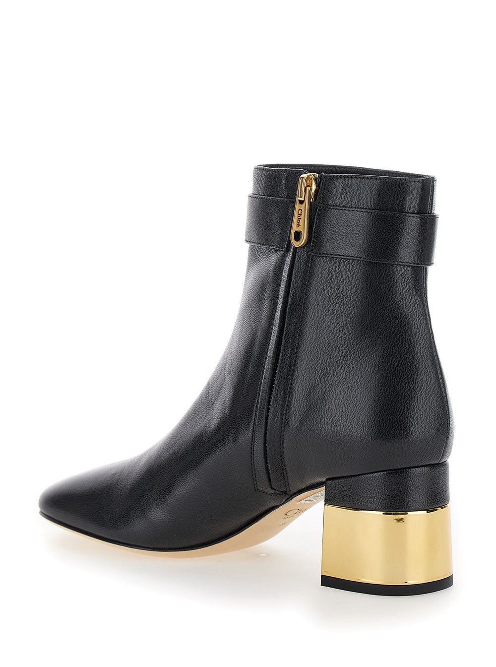 Chloe 'Alize' Black Ankle Boots with C Buckle in Smooth Leather Woman Size US 8.5 / IT 38.5 - 3 Thumbnail