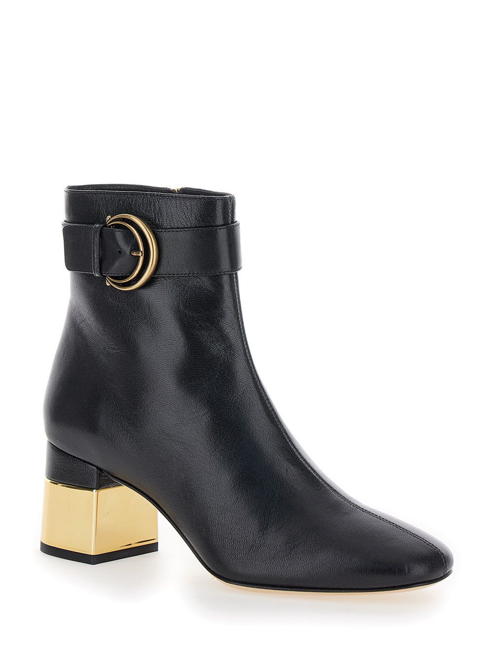 Chloe 'Alize' Black Ankle Boots with C Buckle in Smooth Leather Woman Size US 8.5 / IT 38.5 - 2 Thumbnail