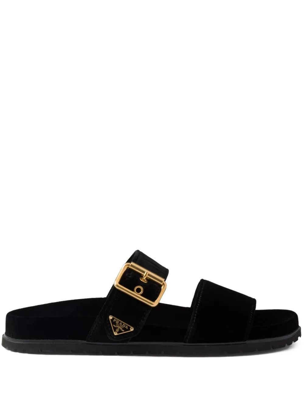 Prada triangle-logo velvet slides in black Size US 5 / IT 35 - 2 Thumbnail