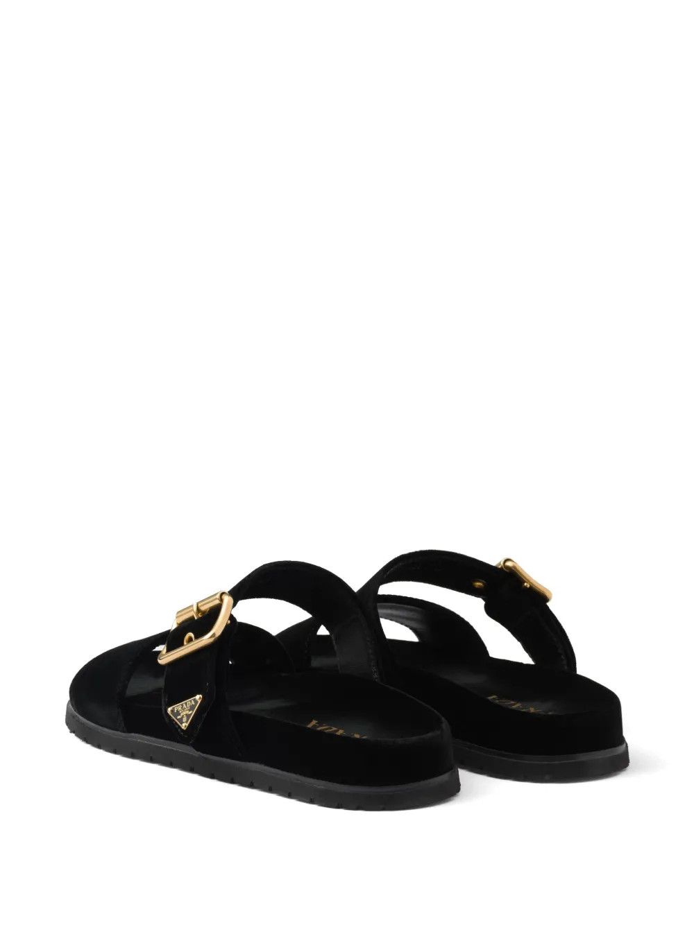 Prada triangle-logo velvet slides in black Size US 6 / IT 36 - 3 Thumbnail