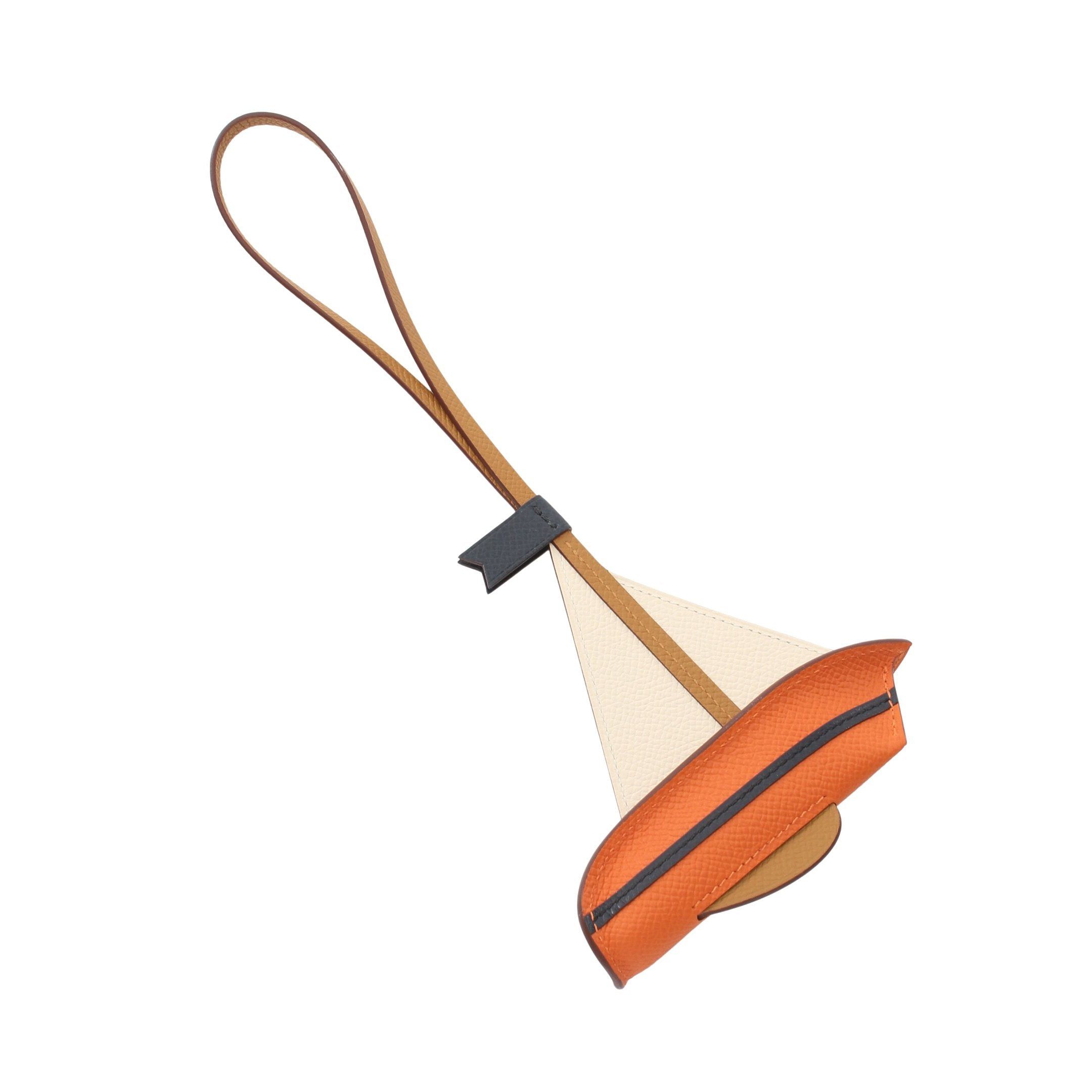 Hermes Hermes Sail 24 Orange Caramel Nata Blue Indigo Bag Charm Veau Epsom Barenia Ivory Brown Multicolor B Stamp Size ONE SIZE - 2 Thumbnail