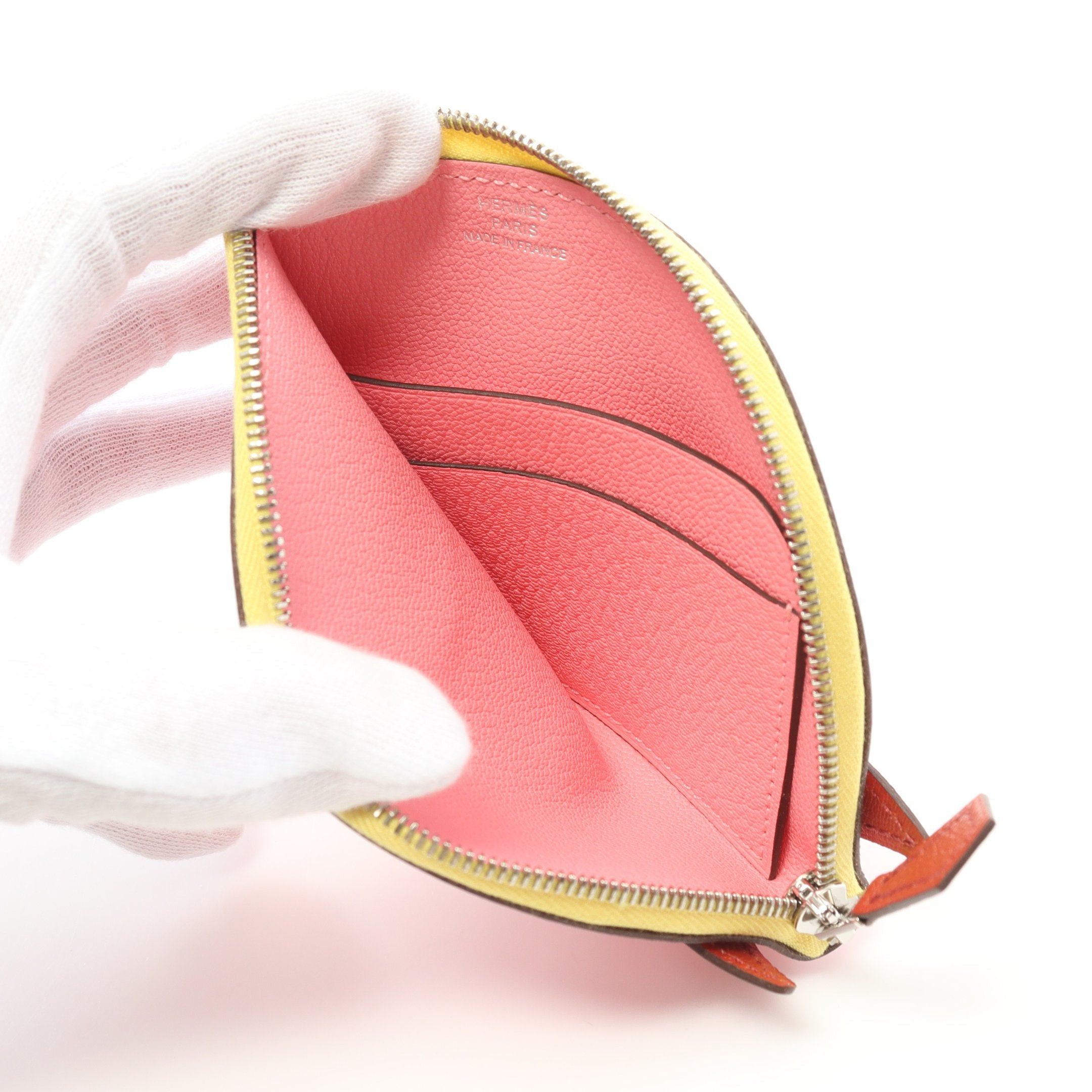 Hermes Hermes Paddock Rose Confetti Brick Coin Purse Chevre Pink Brown Yellow Silver Hardware Y Stamp Size ONE SIZE - 3 Thumbnail