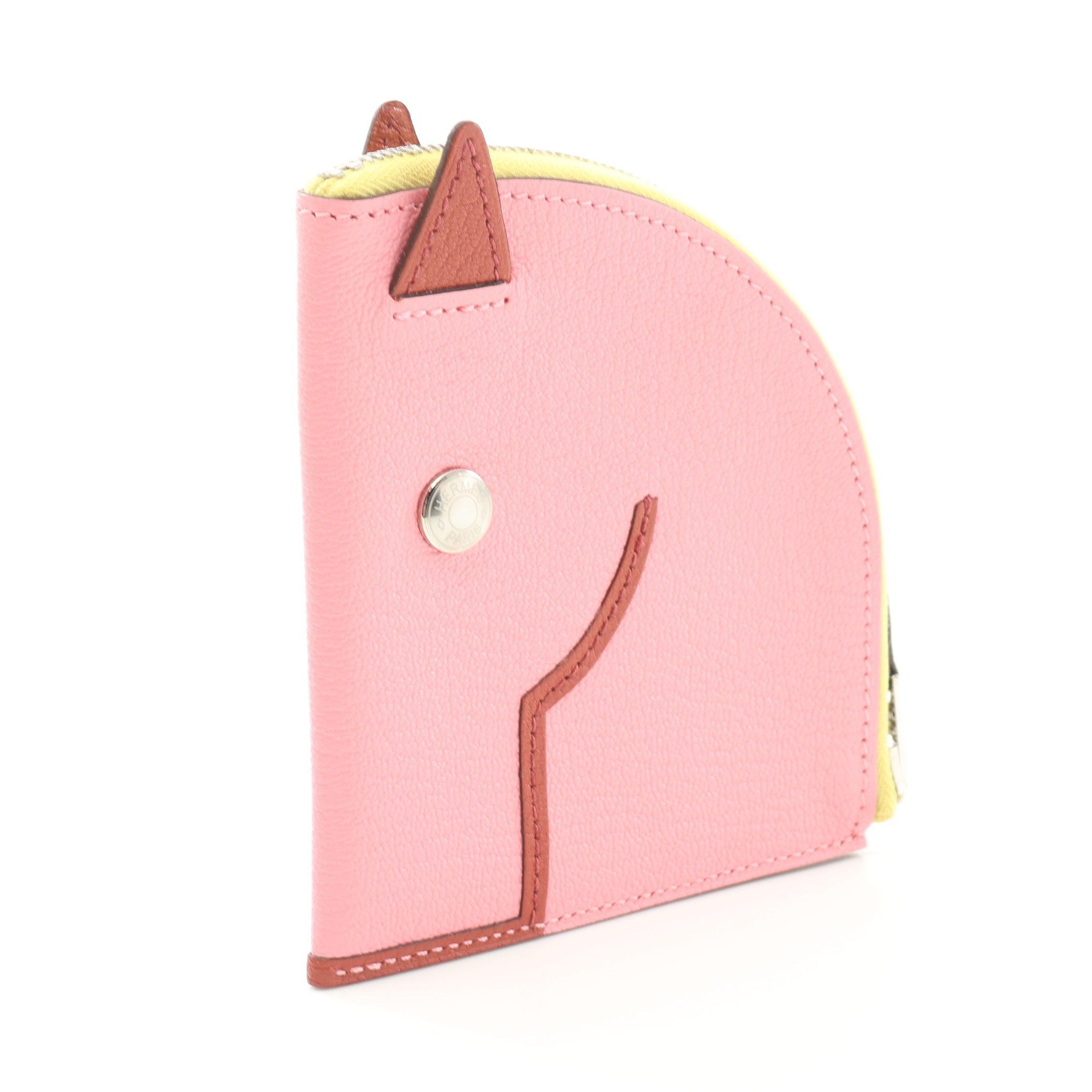 Hermes Hermes Paddock Rose Confetti Brick Coin Purse Chevre Pink Brown Yellow Silver Hardware Y Stamp Size ONE SIZE - 2 Thumbnail