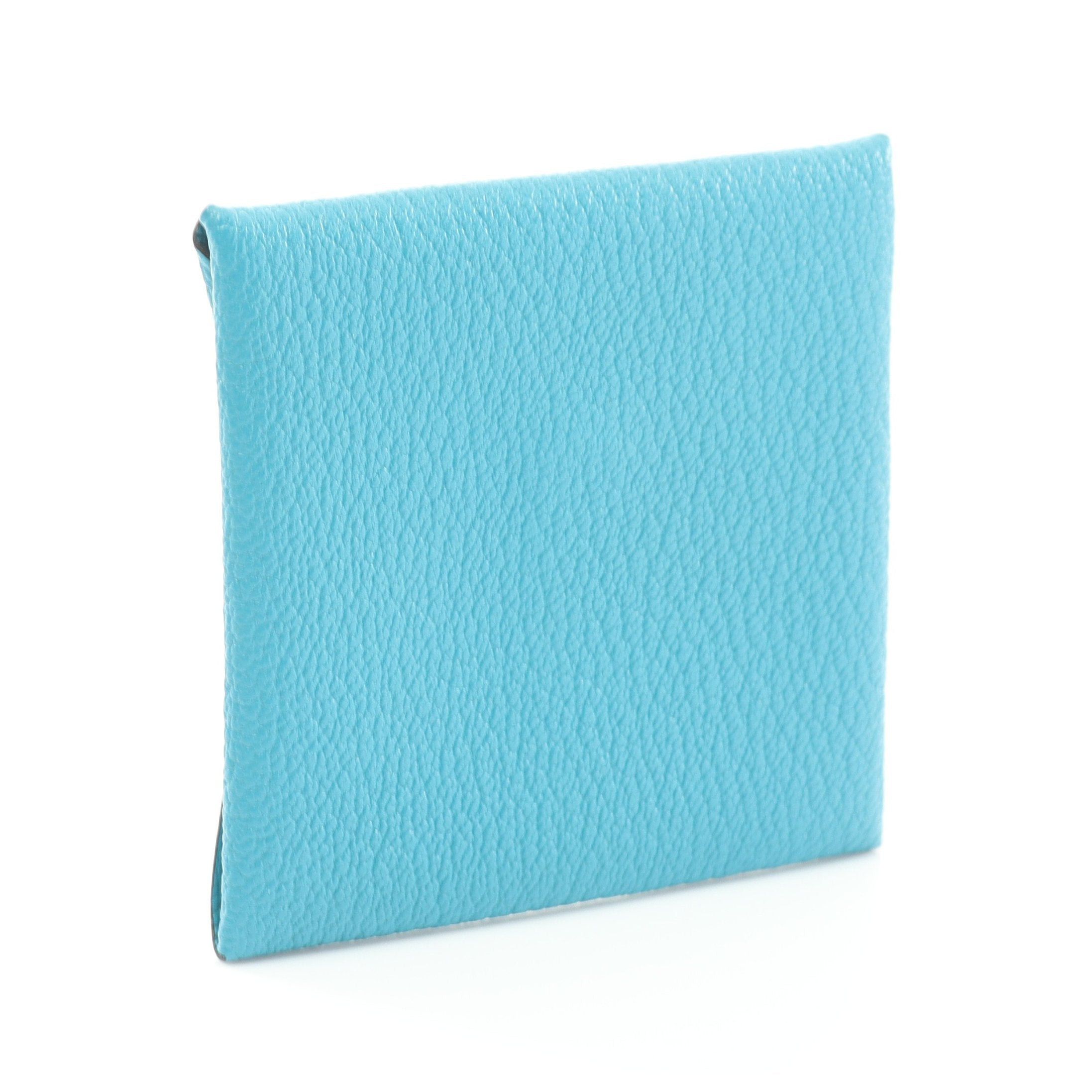 Hermes Hermes Bastia Turquoise Coin Purse Chevre Blue Silver Hardware Stamp Size ONE SIZE - 2 Thumbnail