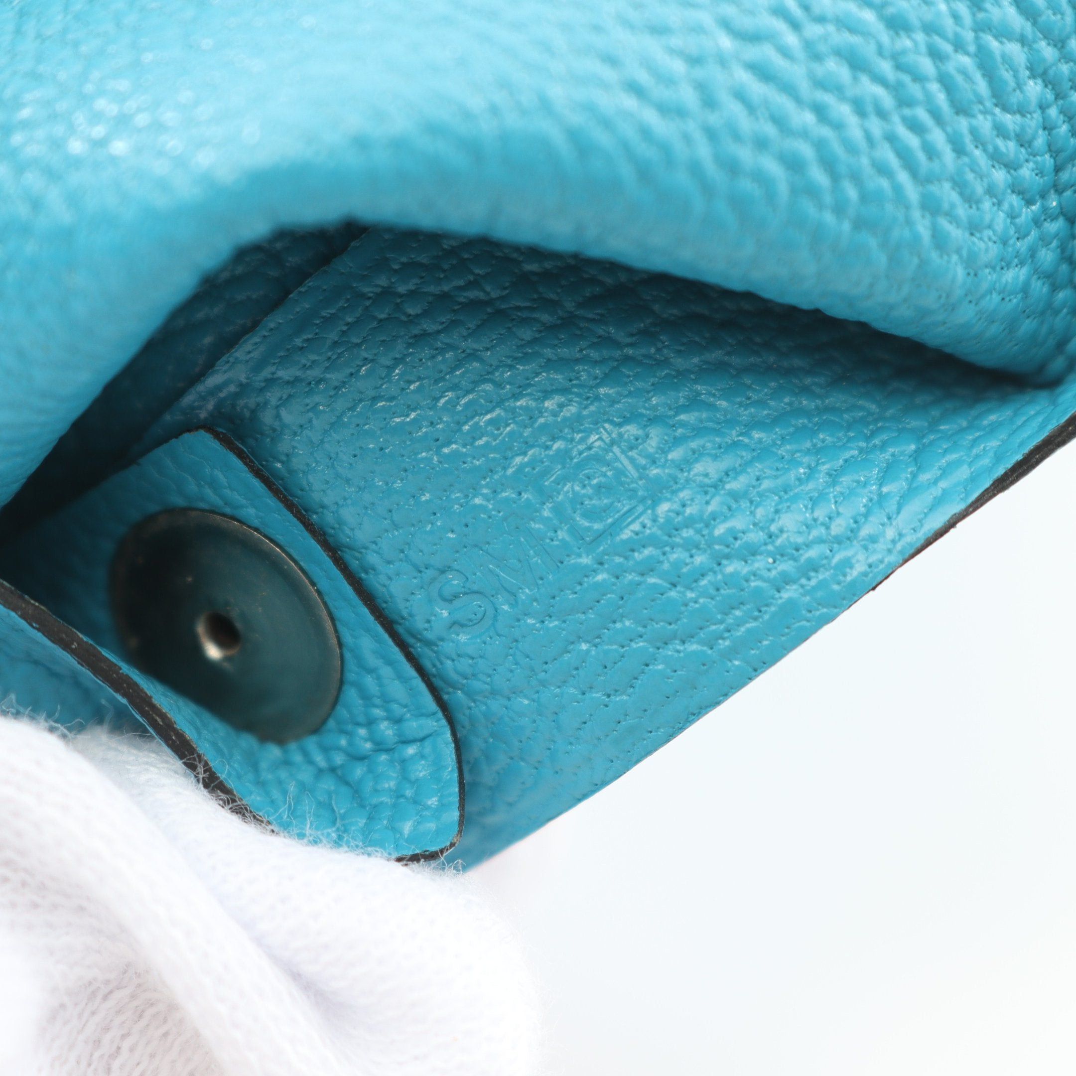 Hermes Hermes Bastia Turquoise Coin Purse Chevre Blue Silver Hardware Stamp Size ONE SIZE - 5 Thumbnail