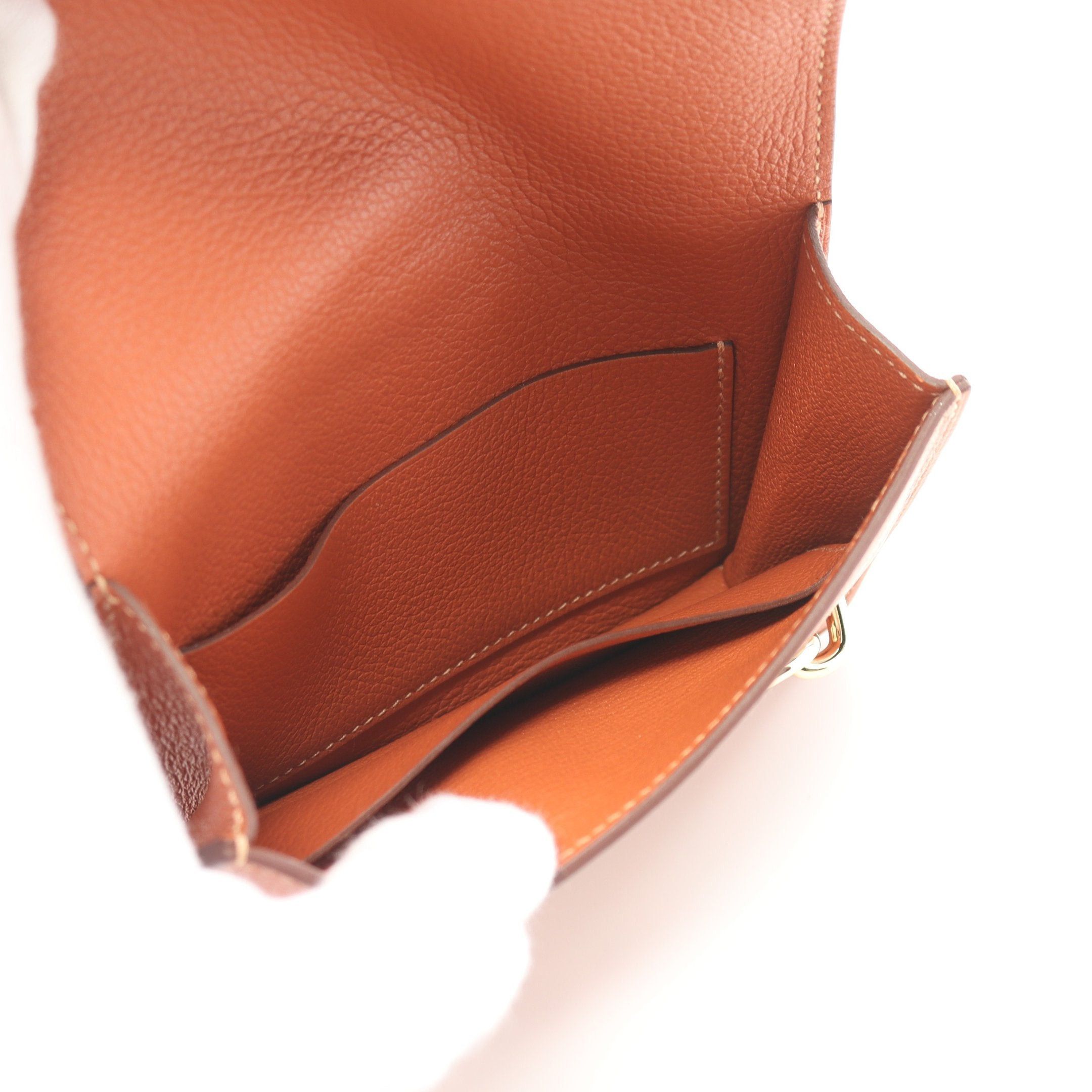 Hermes Hermes Lawris Slim Flash Blue Frida Bi-Fold Wallet Evercolor Brown Gold Hardware Z Stamp Size ONE SIZE - 3 Thumbnail