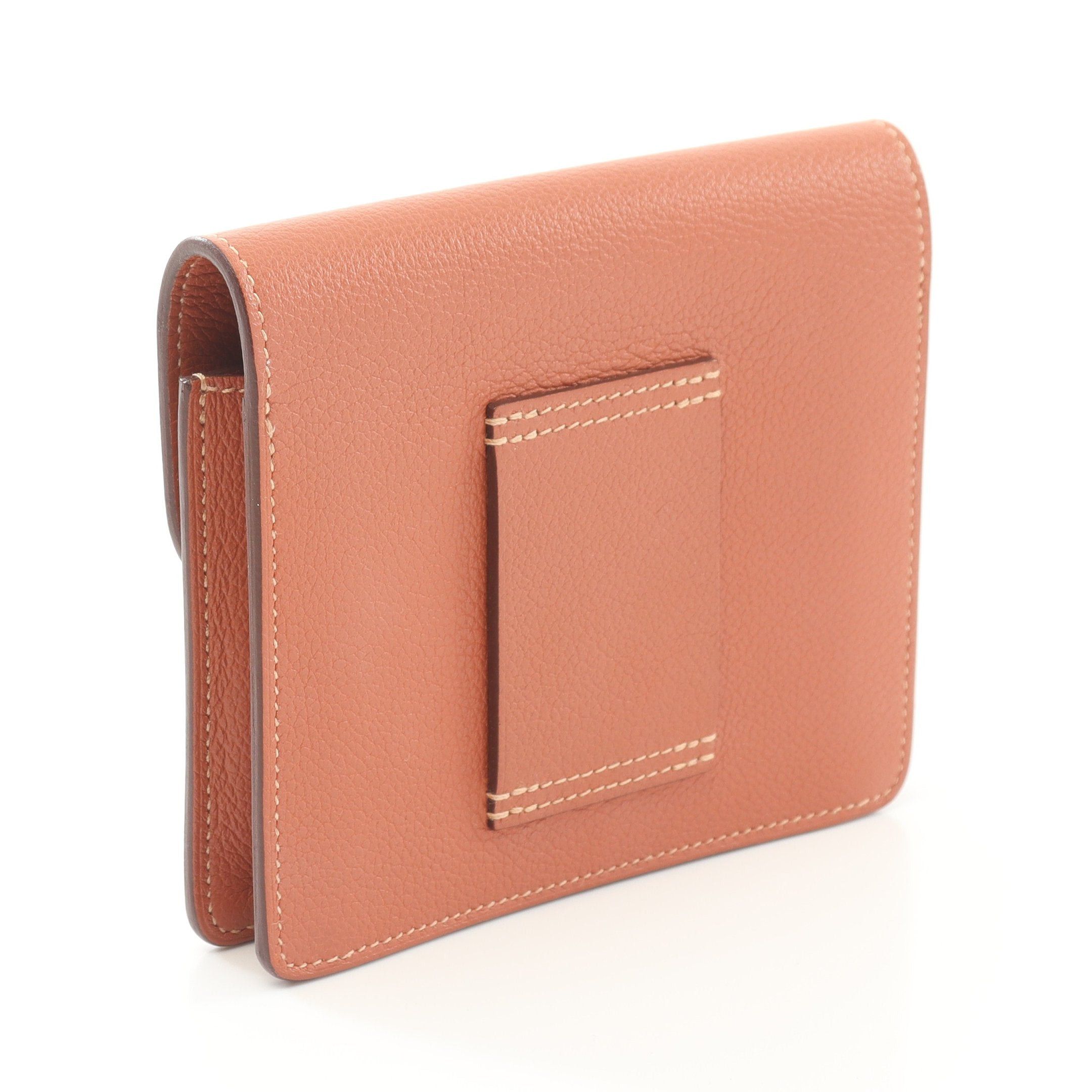 Hermes Hermes Lawris Slim Flash Blue Frida Bi-Fold Wallet Evercolor Brown Gold Hardware Z Stamp Size ONE SIZE - 2 Thumbnail