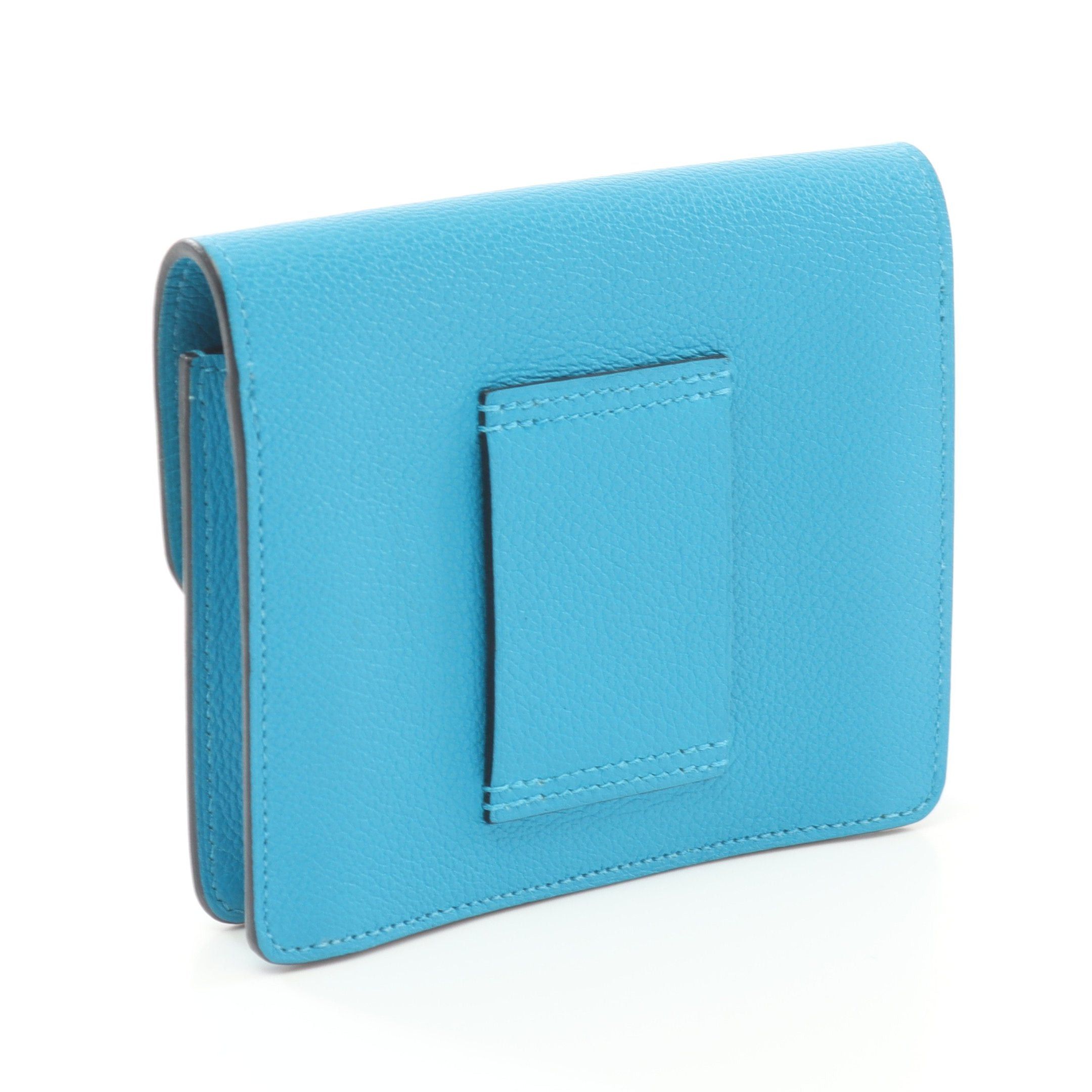Hermes Hermes Lawris Slim Blue Frida Rose Purple Bi-Fold Wallet Evercolor Silver Hardware Y Stamp Size ONE SIZE - 2 Thumbnail