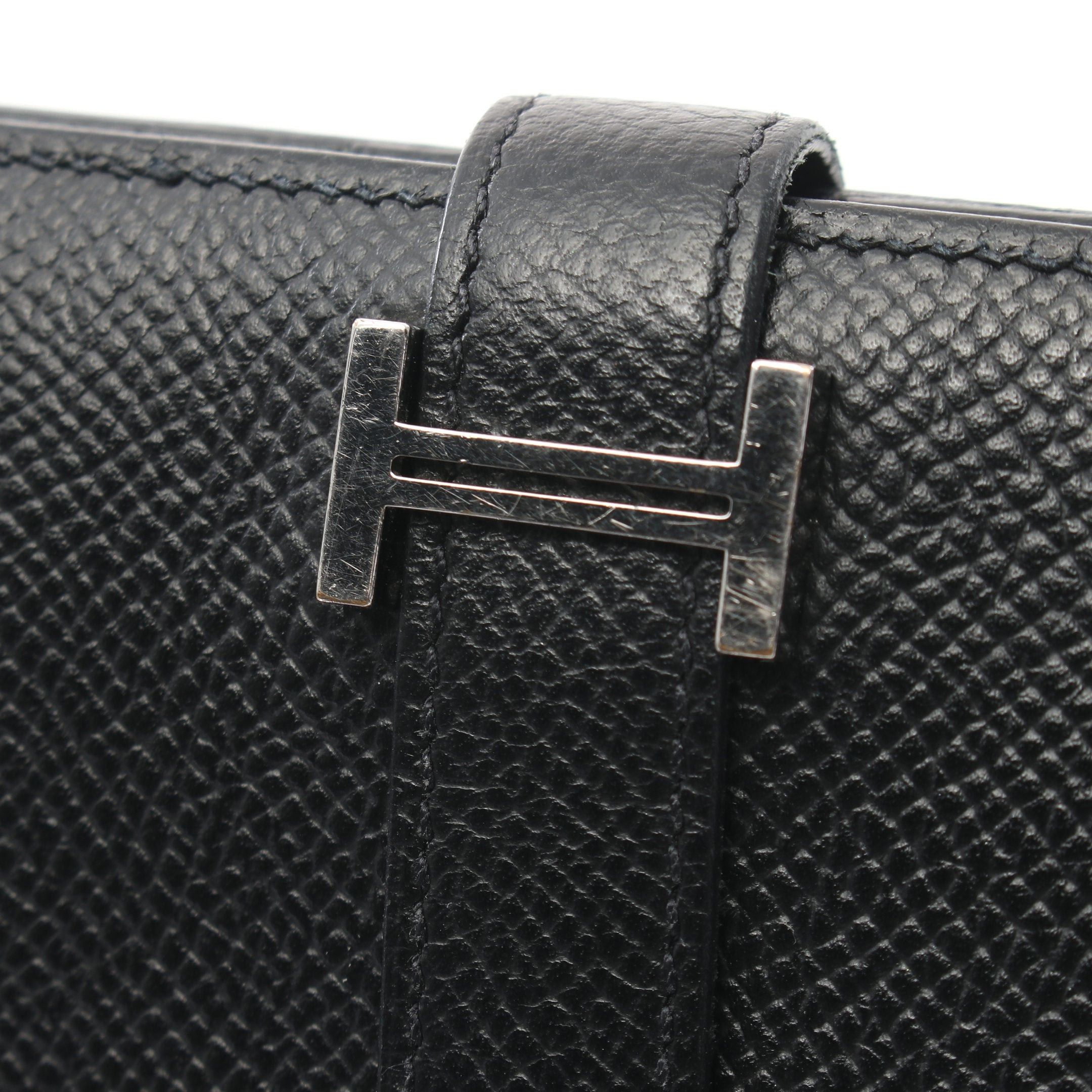 Hermes Hermes Bearn Compact Bi-Fold Wallet Veau Epsom Black Silver Hardware Y Stamp Size ONE SIZE - 8 Thumbnail