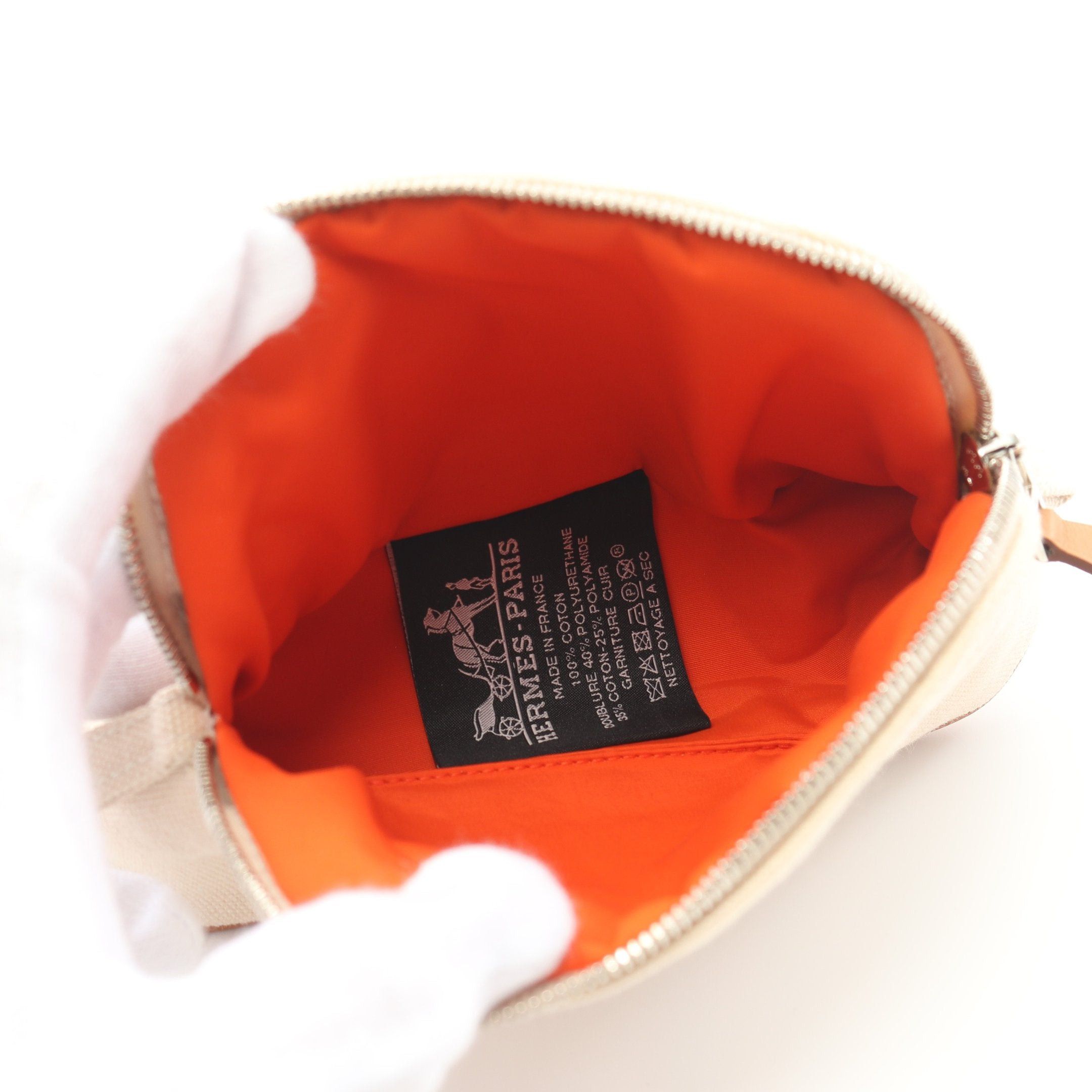 Hermes Hermes Bolide Pouch Mini Canvas Leather Light Beige Brown Silver Hardware Size ONE SIZE - 3 Thumbnail