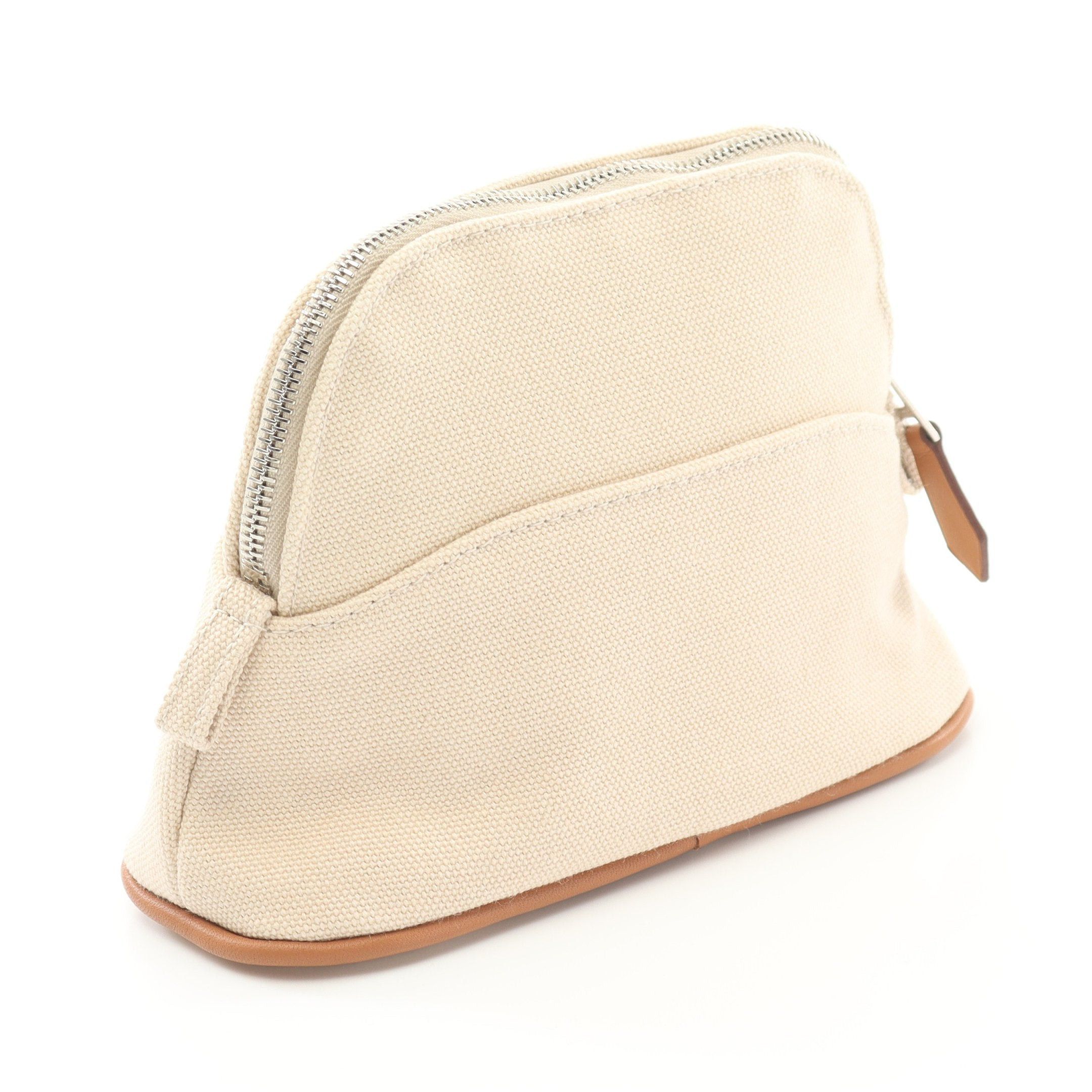 Hermes Hermes Bolide Pouch Mini Canvas Leather Light Beige Brown Silver Hardware Size ONE SIZE - 2 Thumbnail