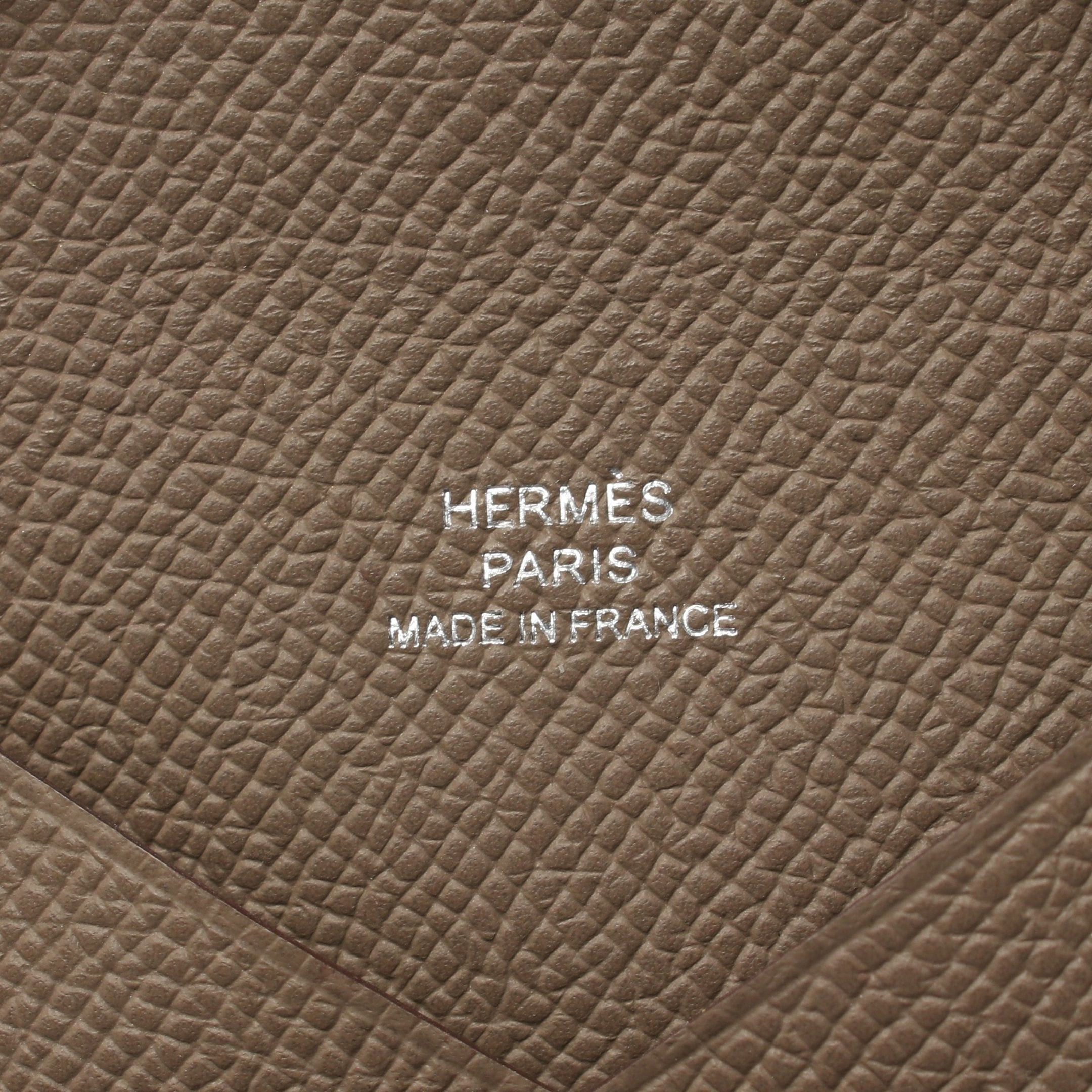 Hermes Hermes Calvi Etoupe Coin Purse Veau Epsom Gray Brown Silver Hardware Double Engraved Size ONE SIZE - 4 Thumbnail