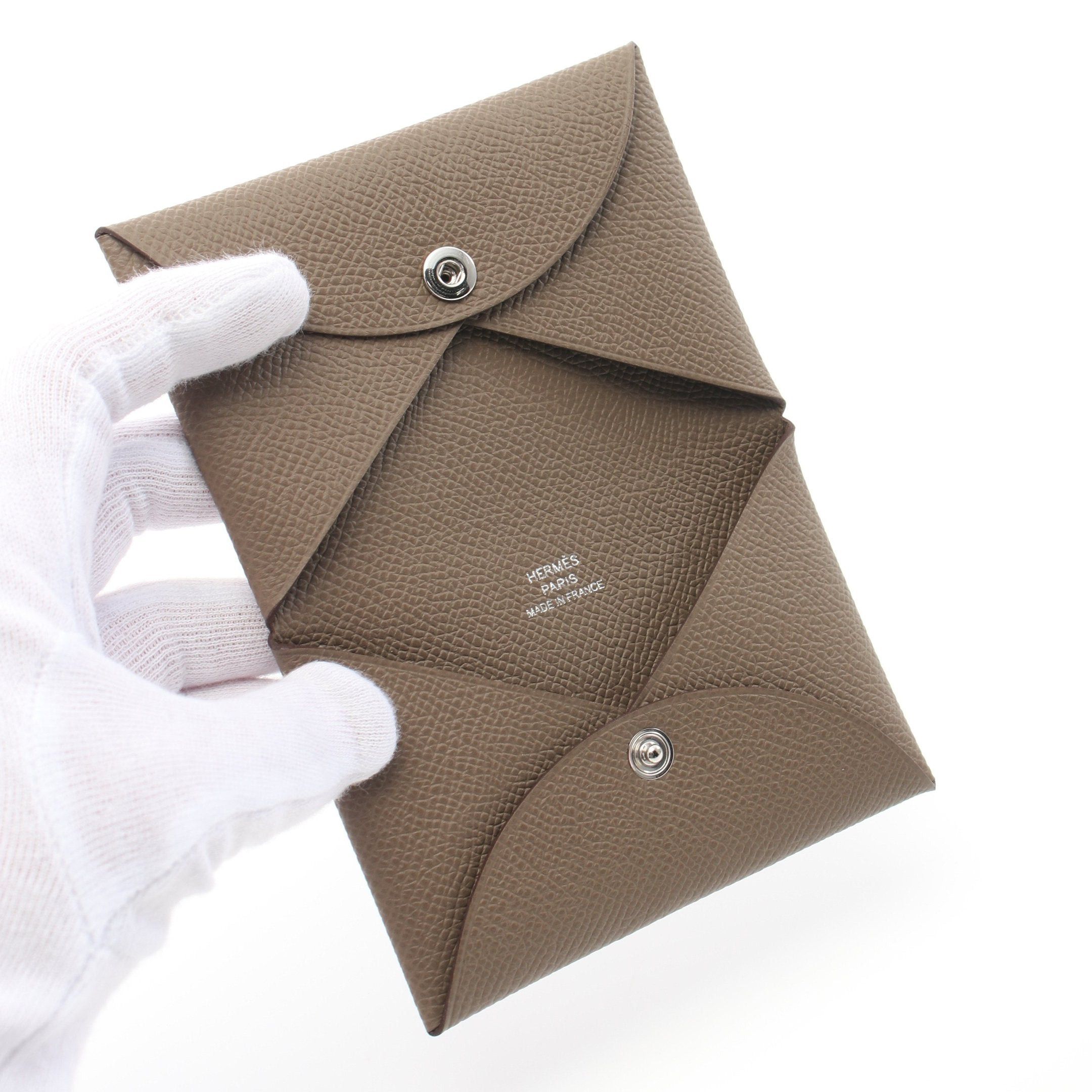 Hermes Hermes Calvi Etoupe Coin Purse Veau Epsom Gray Brown Silver Hardware Double Engraved Size ONE SIZE - 6 Thumbnail