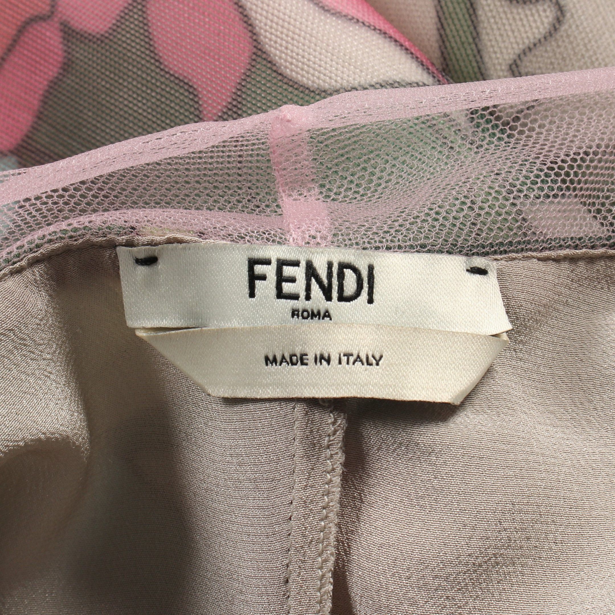 Fendi Fendi Camisole One Piece Lace Floral Pattern Pink Green Multicolor Size ONE SIZE - 3 Thumbnail