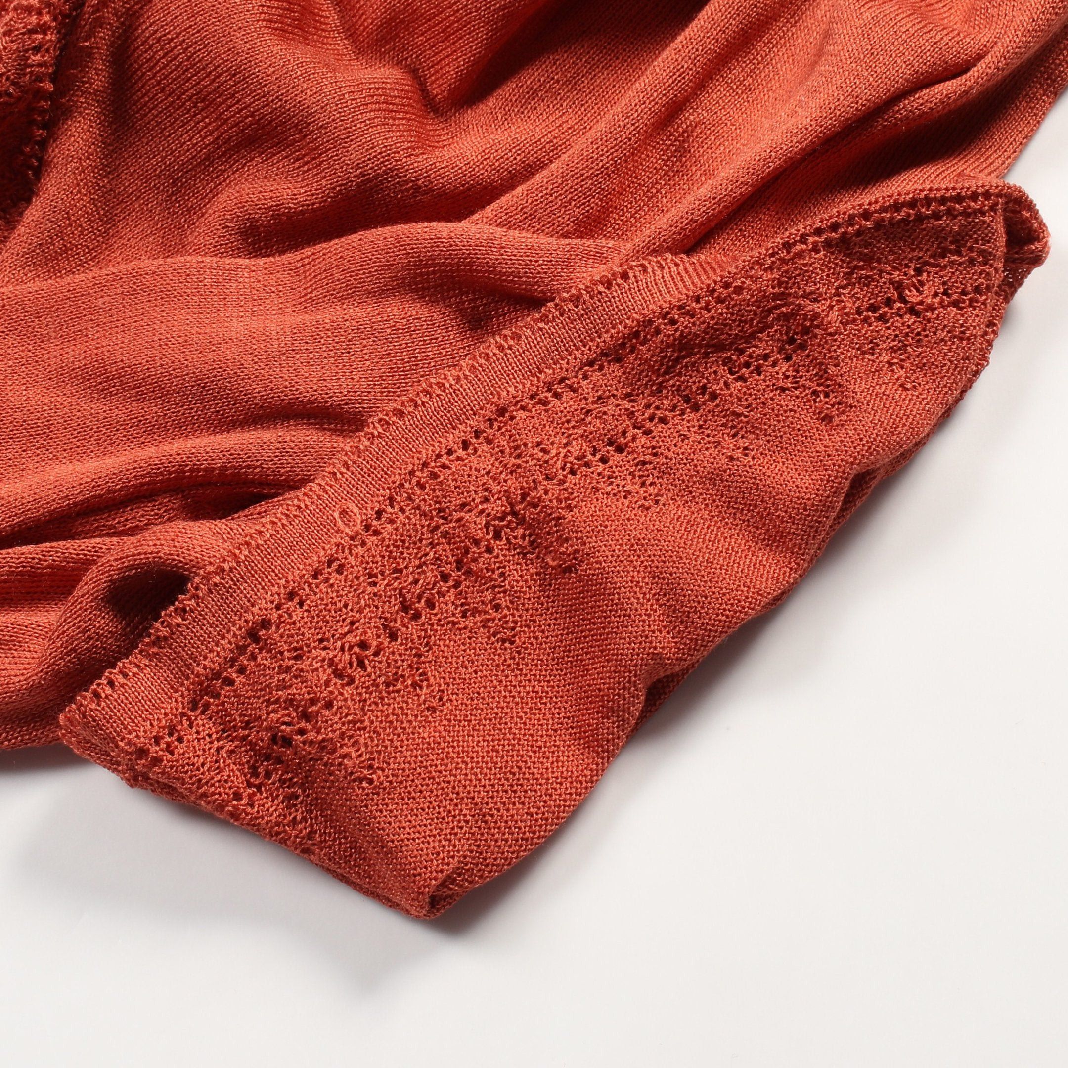 Hermes Hermes Knit Short Sleeve Silk Orange Brown Size ONE SIZE - 5 Thumbnail