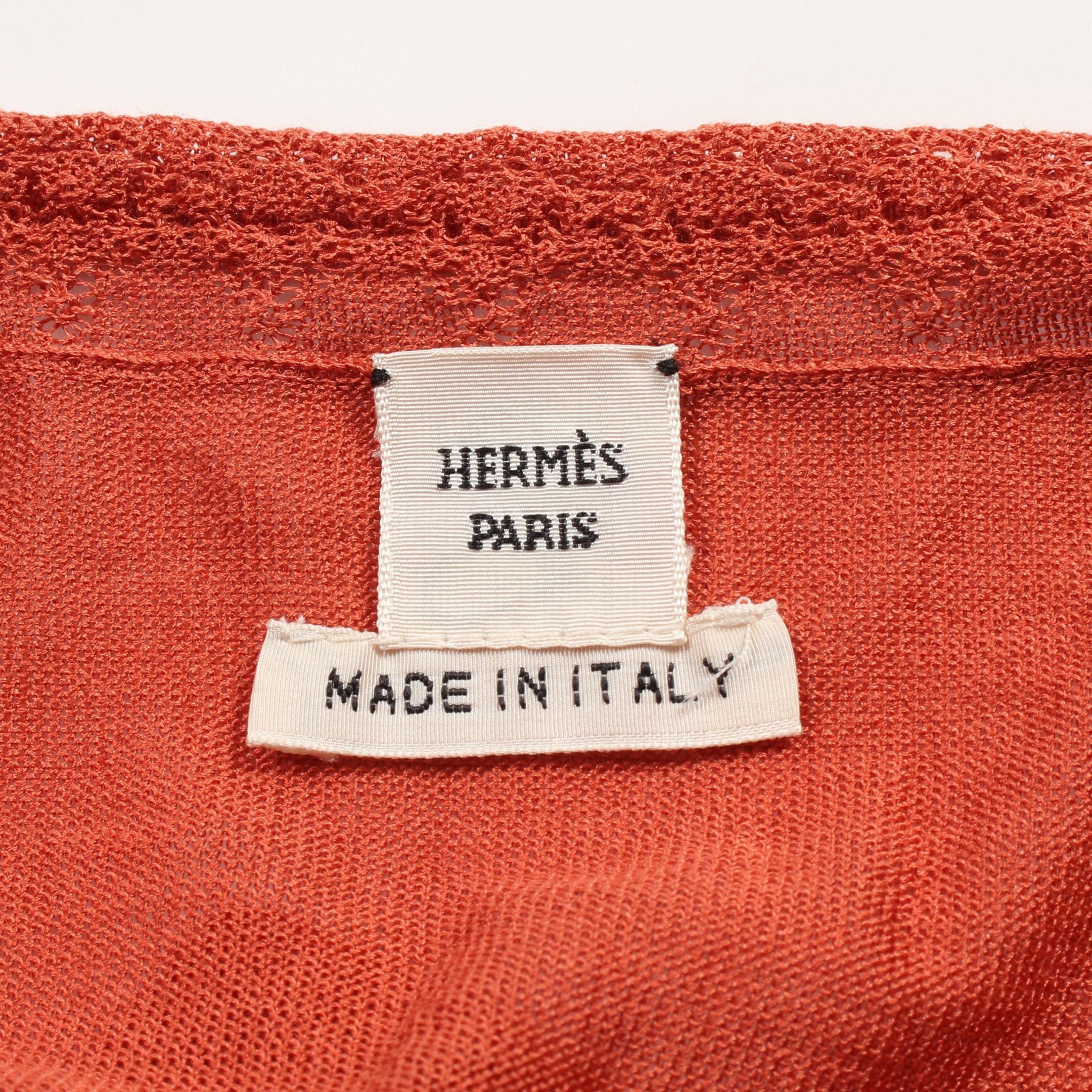Hermes Hermes Knit Short Sleeve Silk Orange Brown Size ONE SIZE - 3 Thumbnail