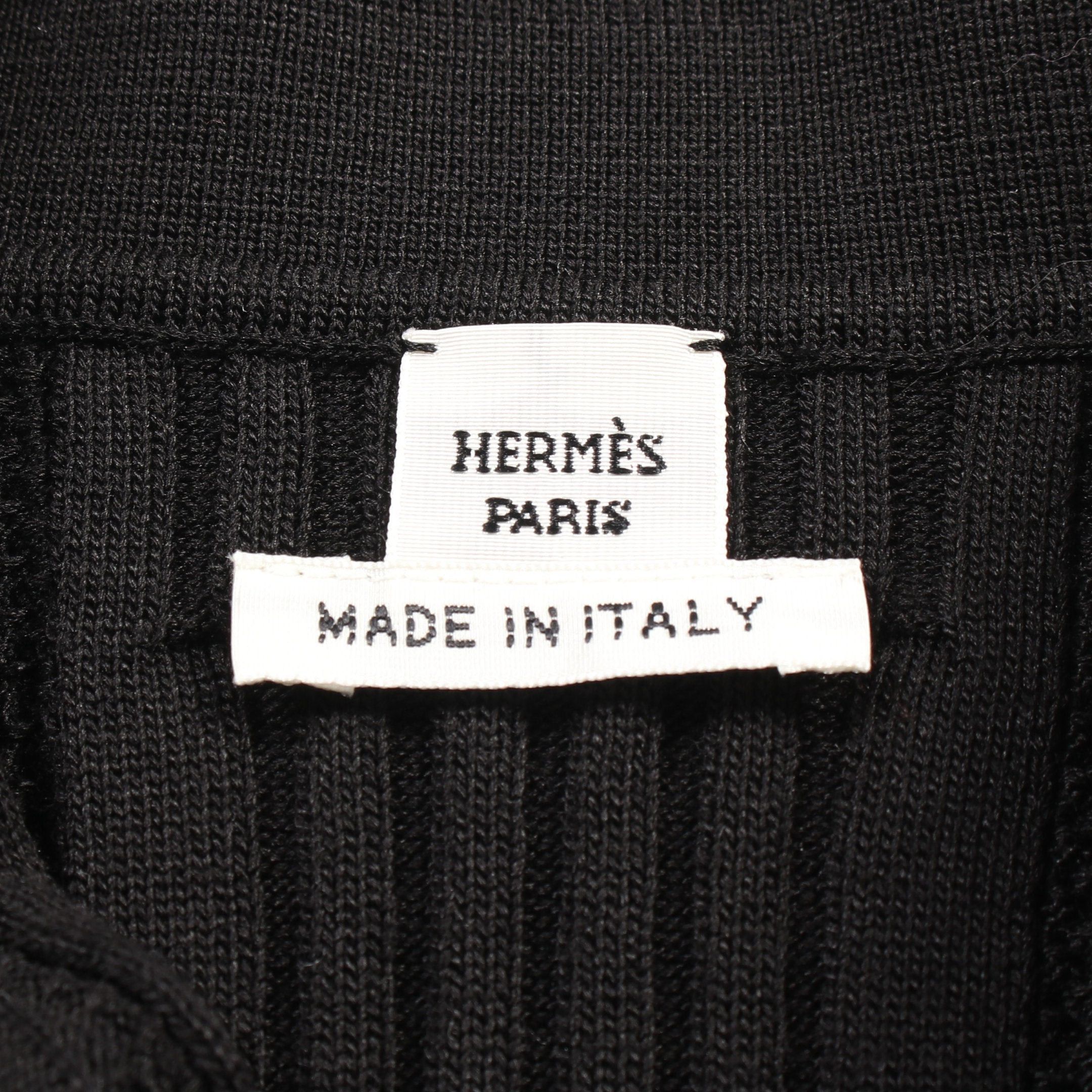 Hermes Hermes Knit Short Sleeve Silk Cotton Black Collared Size ONE SIZE - 3 Thumbnail