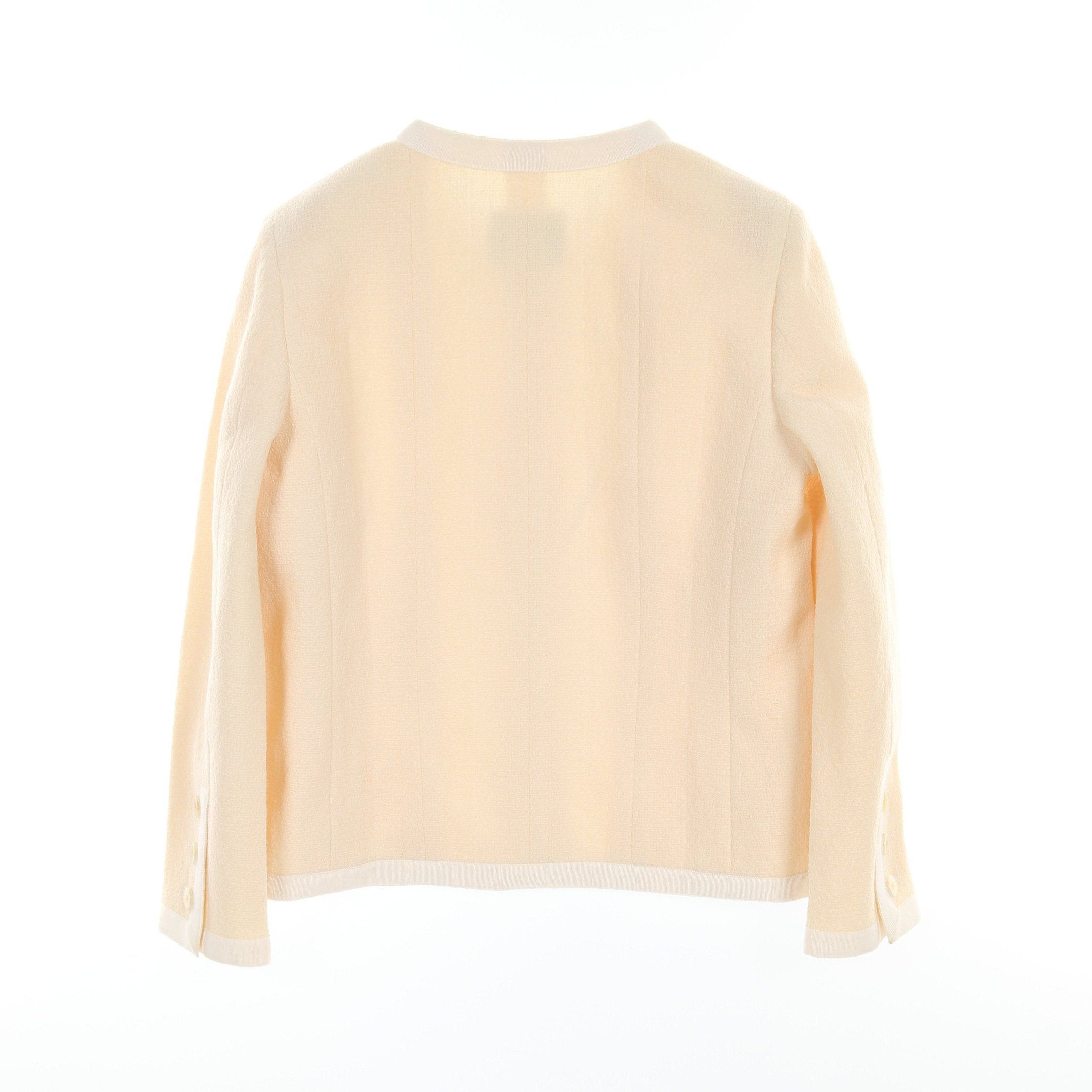 Chanel Chanel Cocomark Button No-Collar Jacket Nylon Wool Ivory Size ONE SIZE - 2 Thumbnail